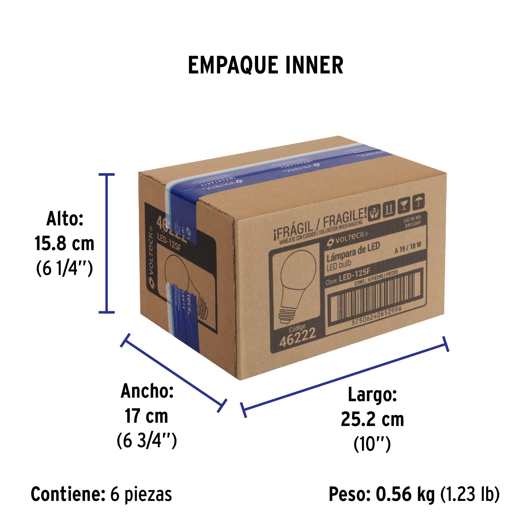 Lámpara de LED, bulbo estándar, A19, 18 W, luz de día