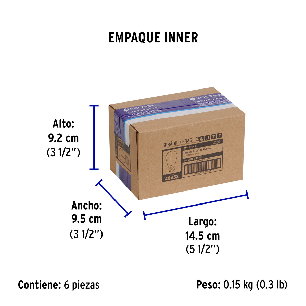 Lámpara de LED S14 de 1 W, luz cálida