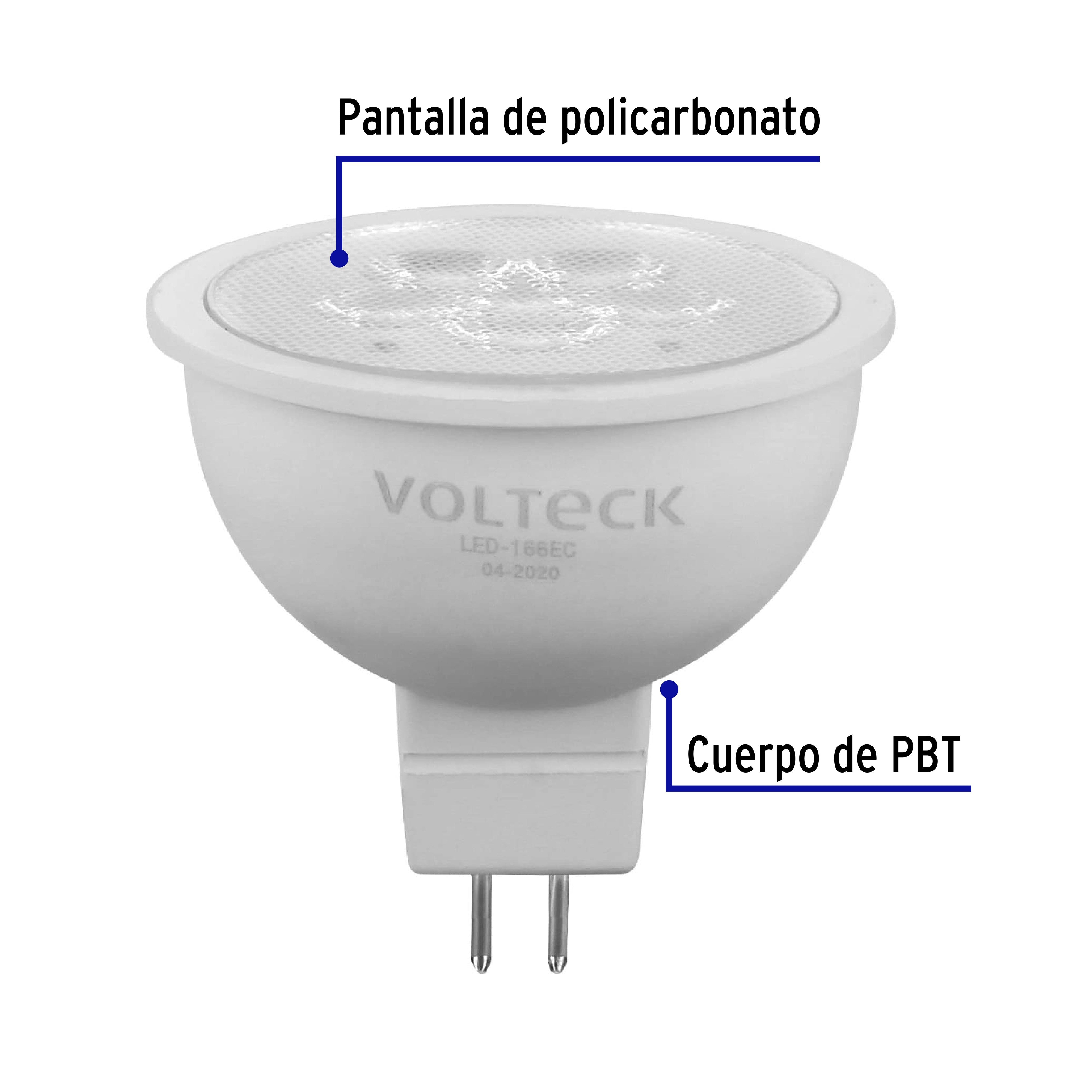 Lámpara de Led, MR16, 127V, 6 W, luz cálida
