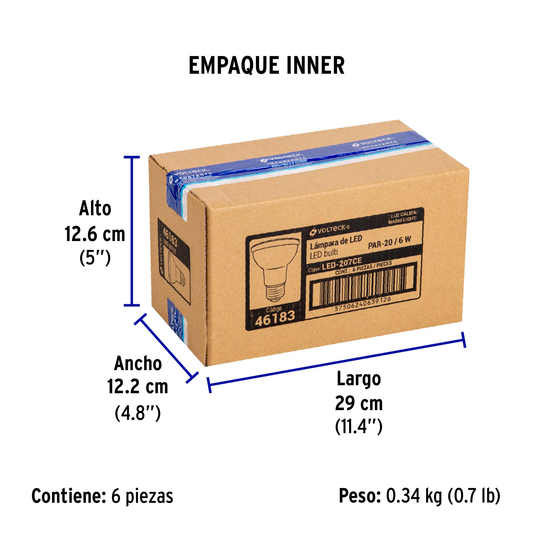 Lámpara de LED, PAR 20, 7 W, luz cálida