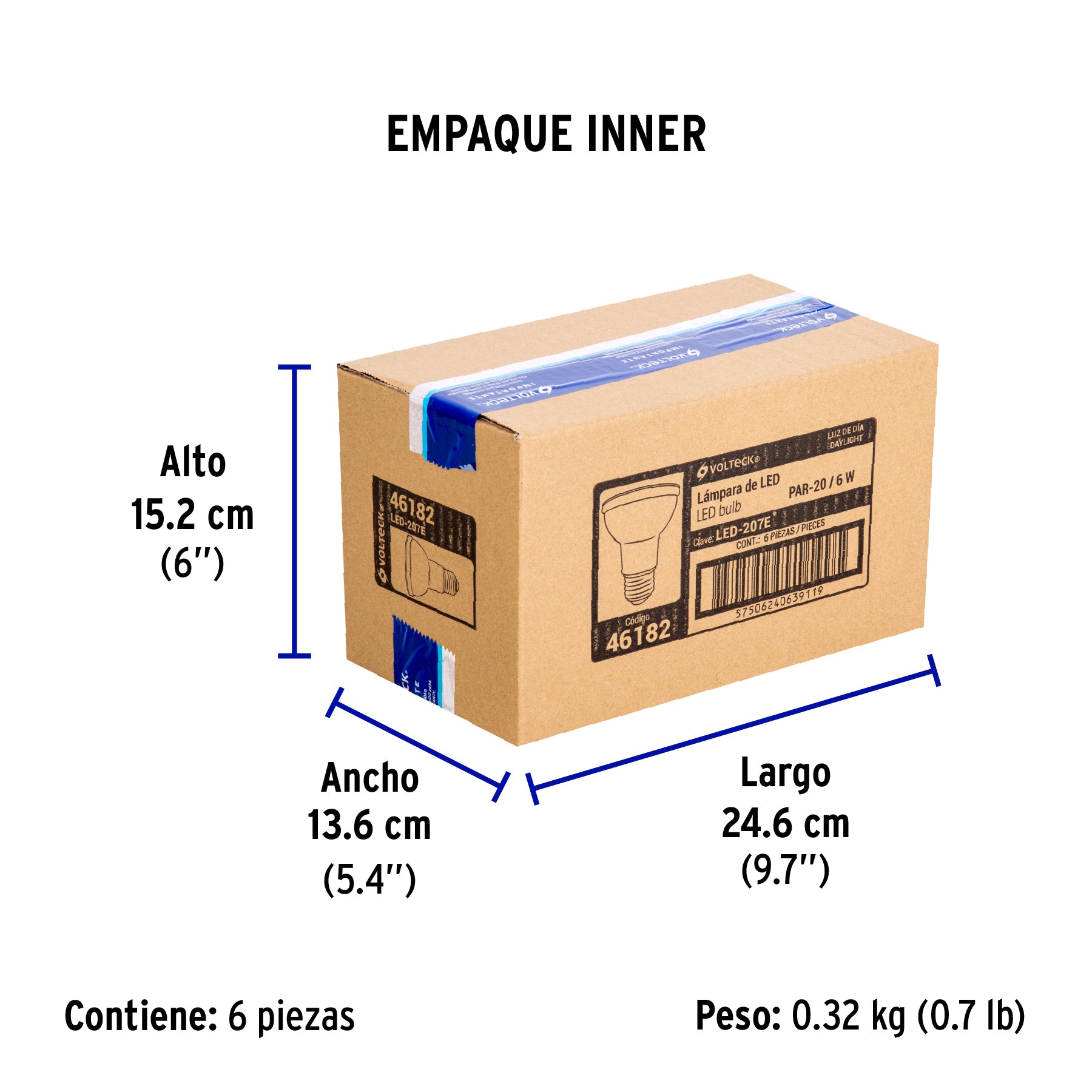 Lámpara de LED, PAR 20, 7 W, luz de día