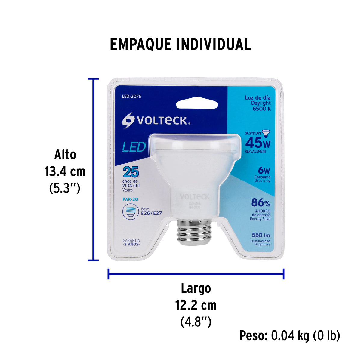 Lámpara de LED, PAR 20, 7 W, luz de día