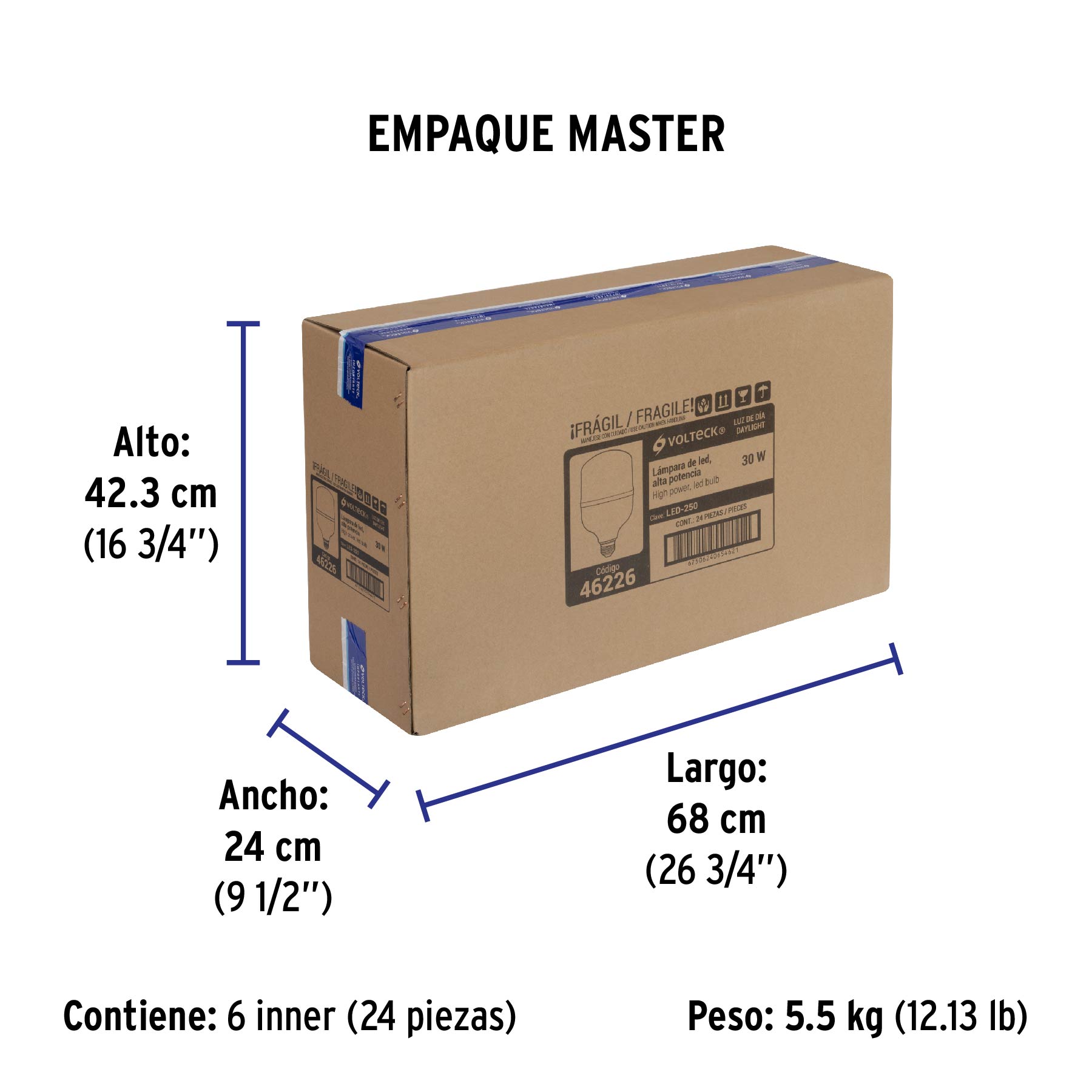 Lámpara de LED, alta potencia, E26, 30 W, luz de día
