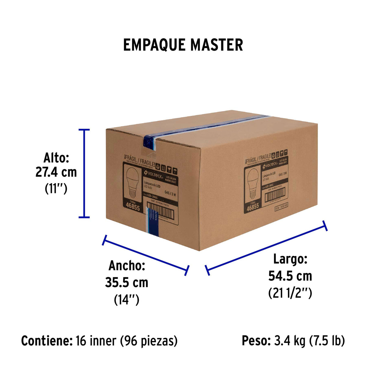 Lámpara de LED, A19, 3 W, luz calida