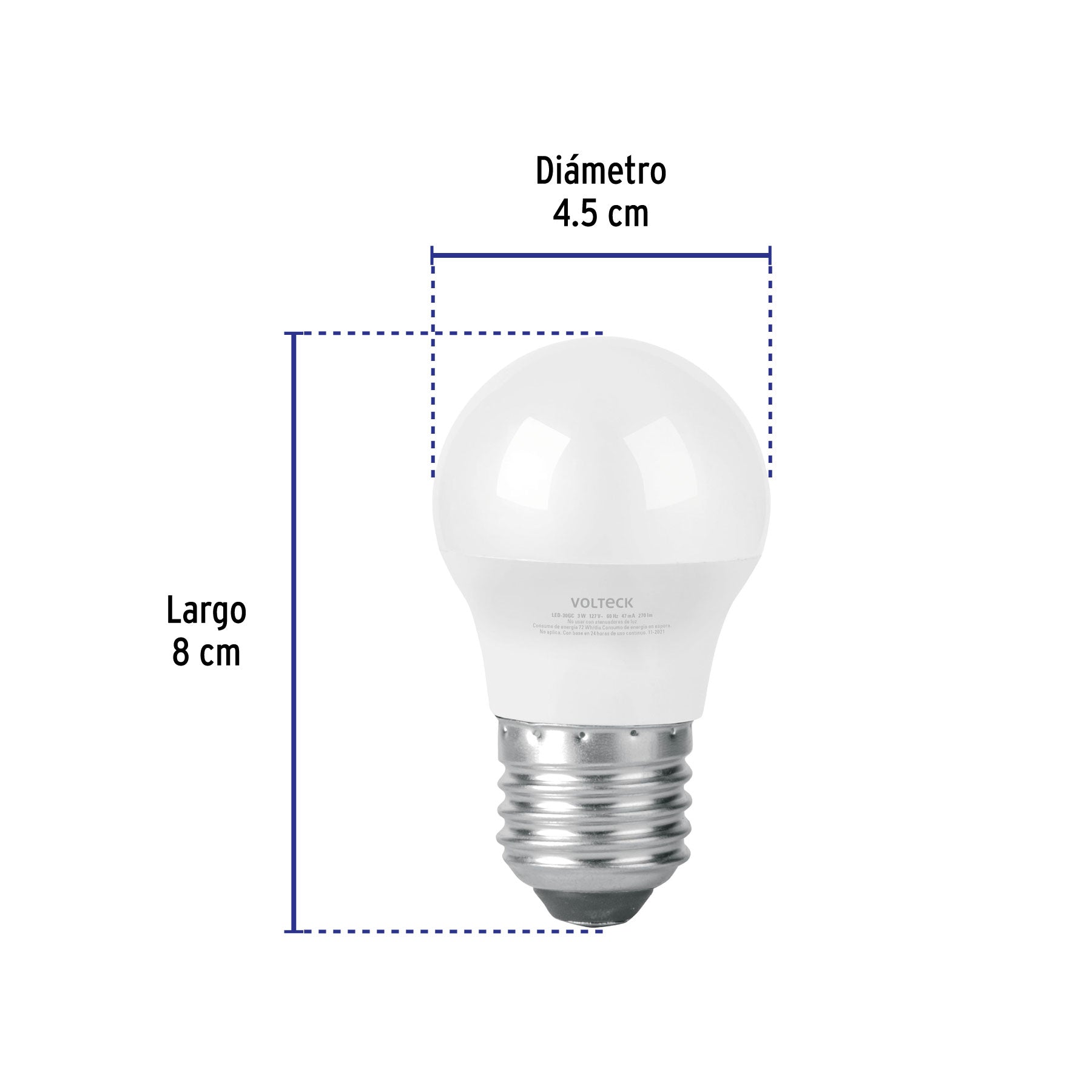 Lámpara de LED, A19, 3 W, luz calida