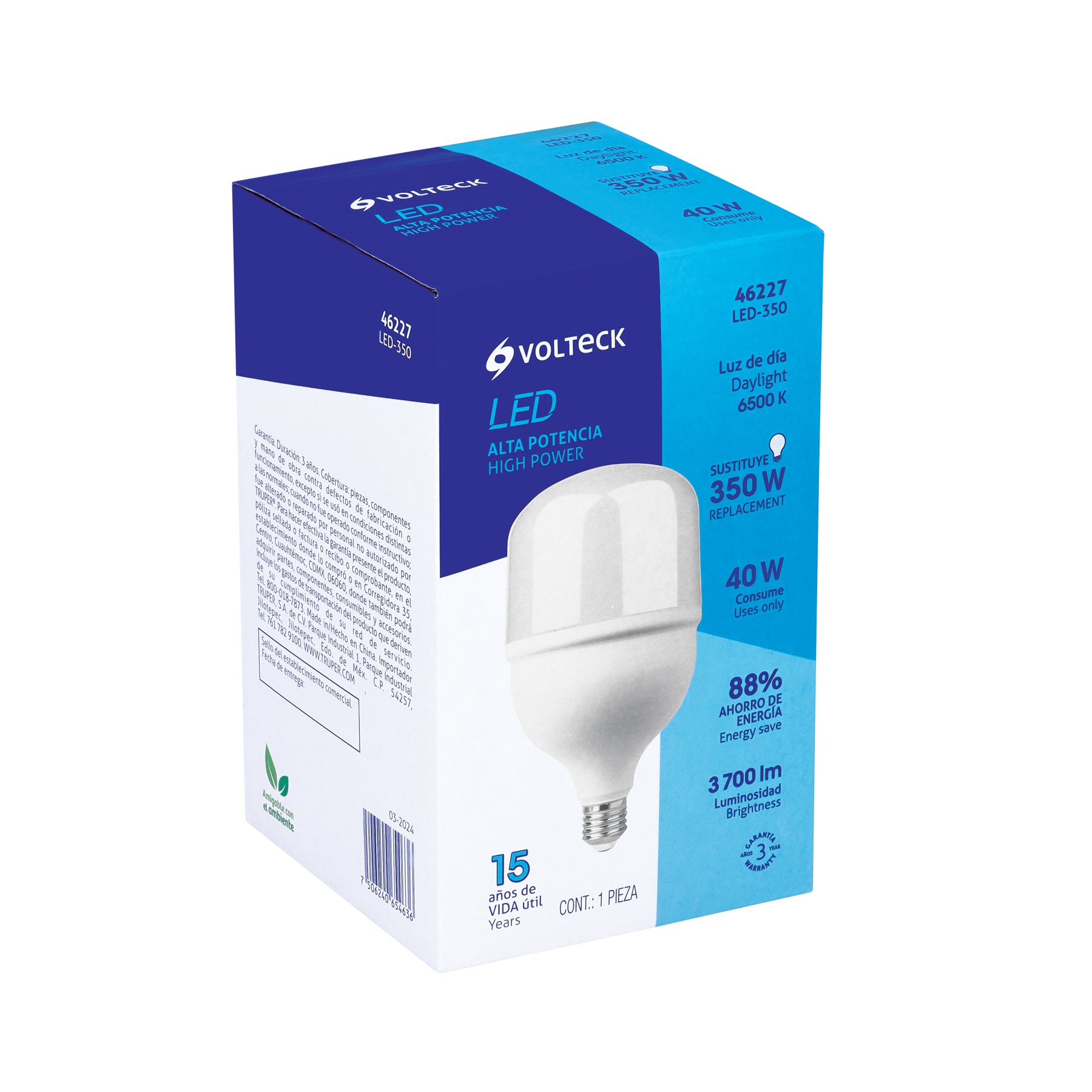 Lámpara de LED, alta potencia, E26, 40 W, luz de día