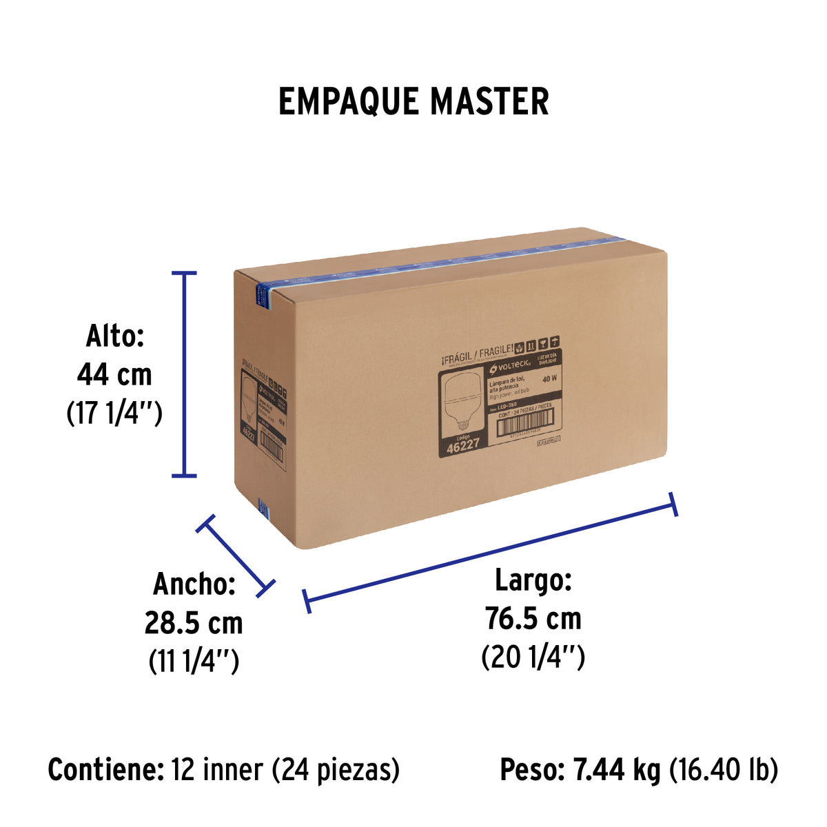 Lámpara de LED, alta potencia, E26, 40 W, luz de día
