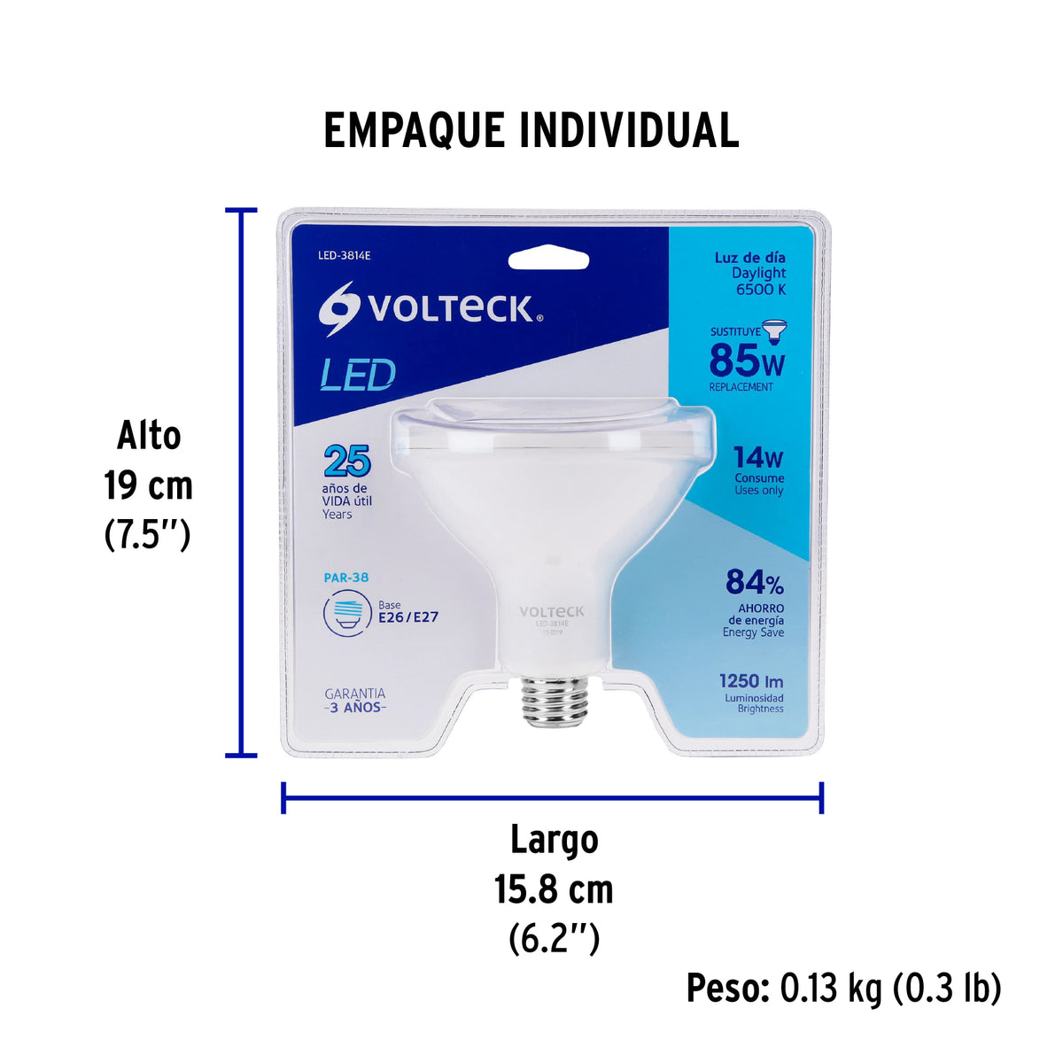 Lámpara de LED, PAR 38, 14 W, luz de día
