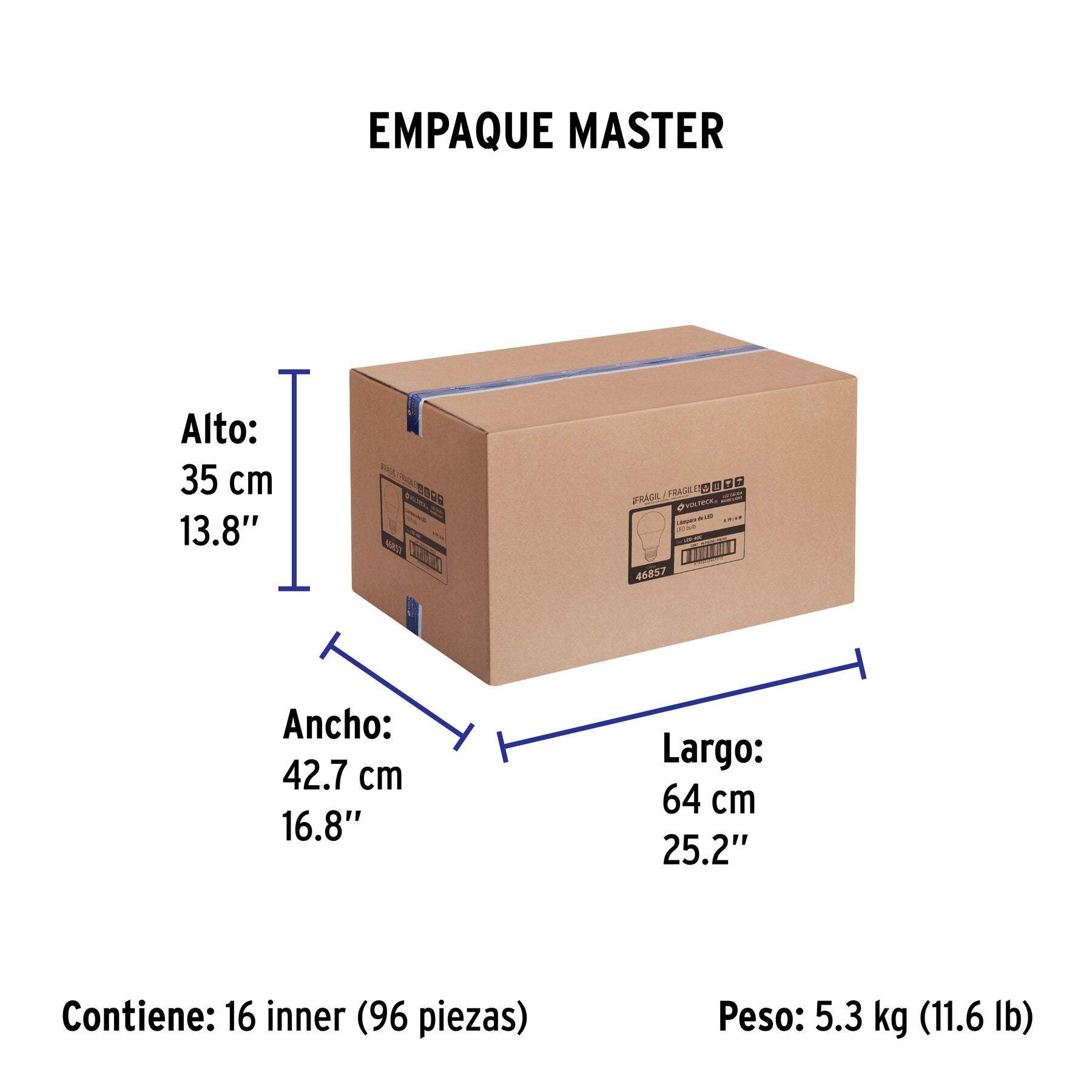 Lámpara de LED, A19, 6 W, luz cálida