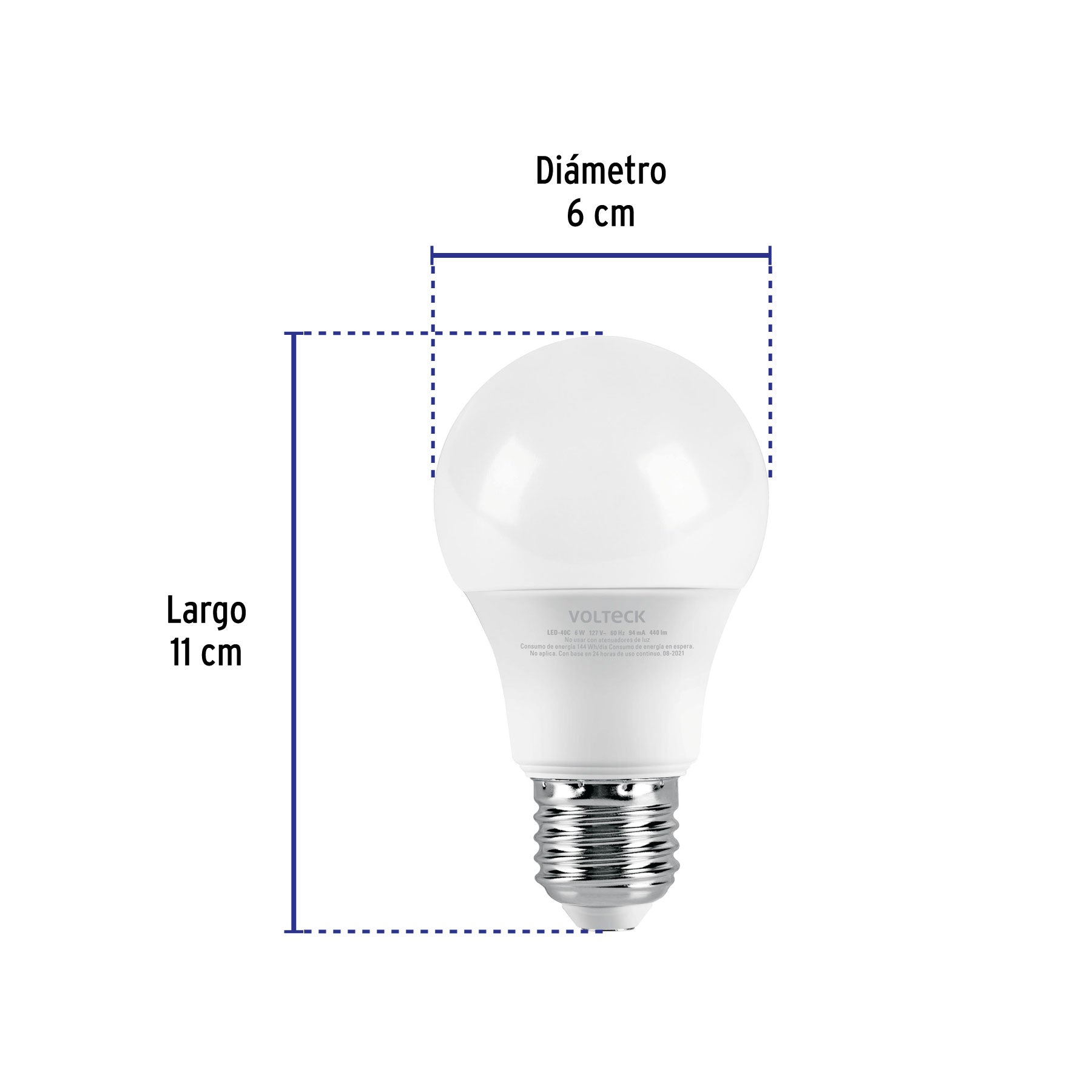 Lámpara de LED, A19, 6 W, luz cálida