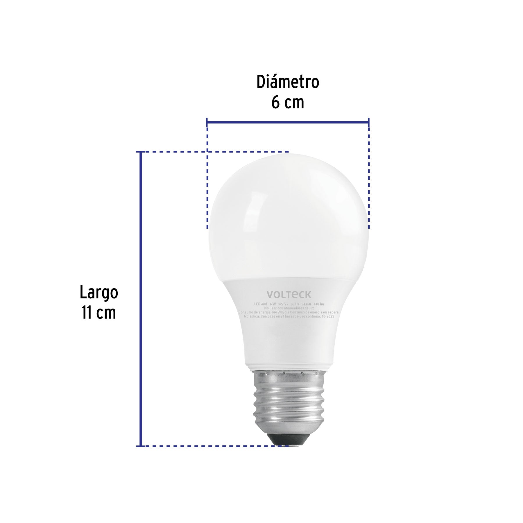 Lámpara de LED, A19, 6 W, luz de día