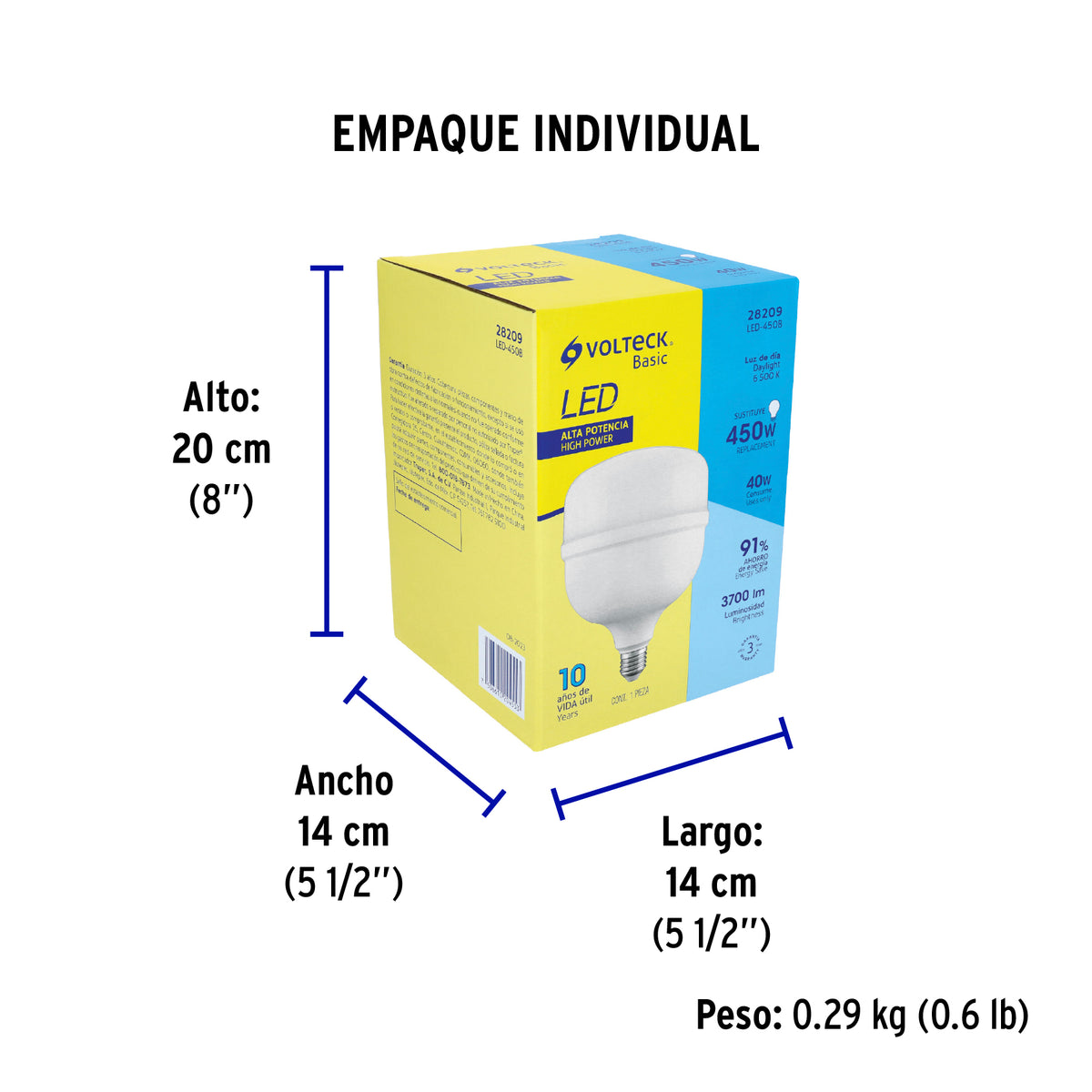 Lámpara LED alta potencia 40W (equiv. 400W) luz de día Basic