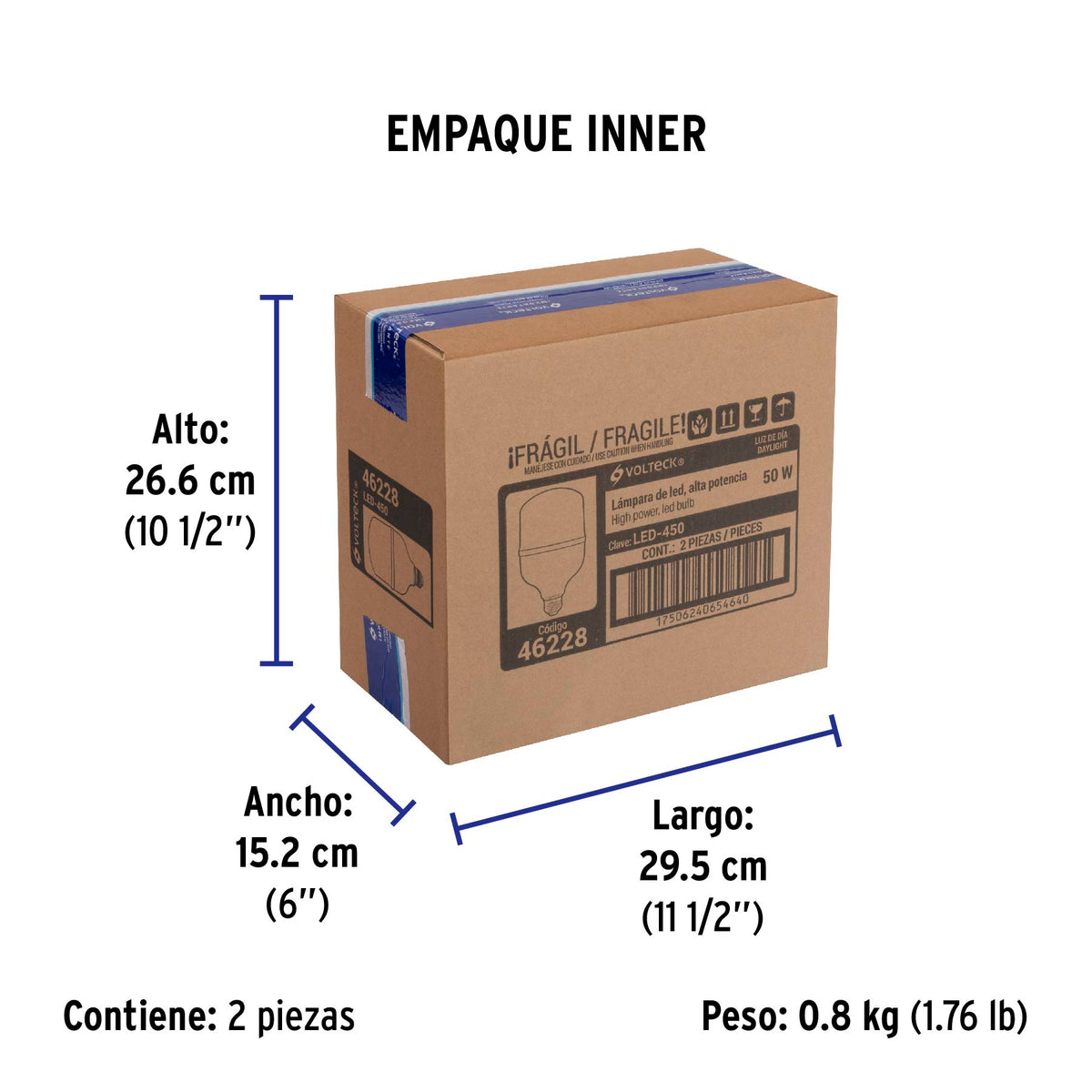 Lámpara de LED, alta potencia, E26, 50 W, luz de día