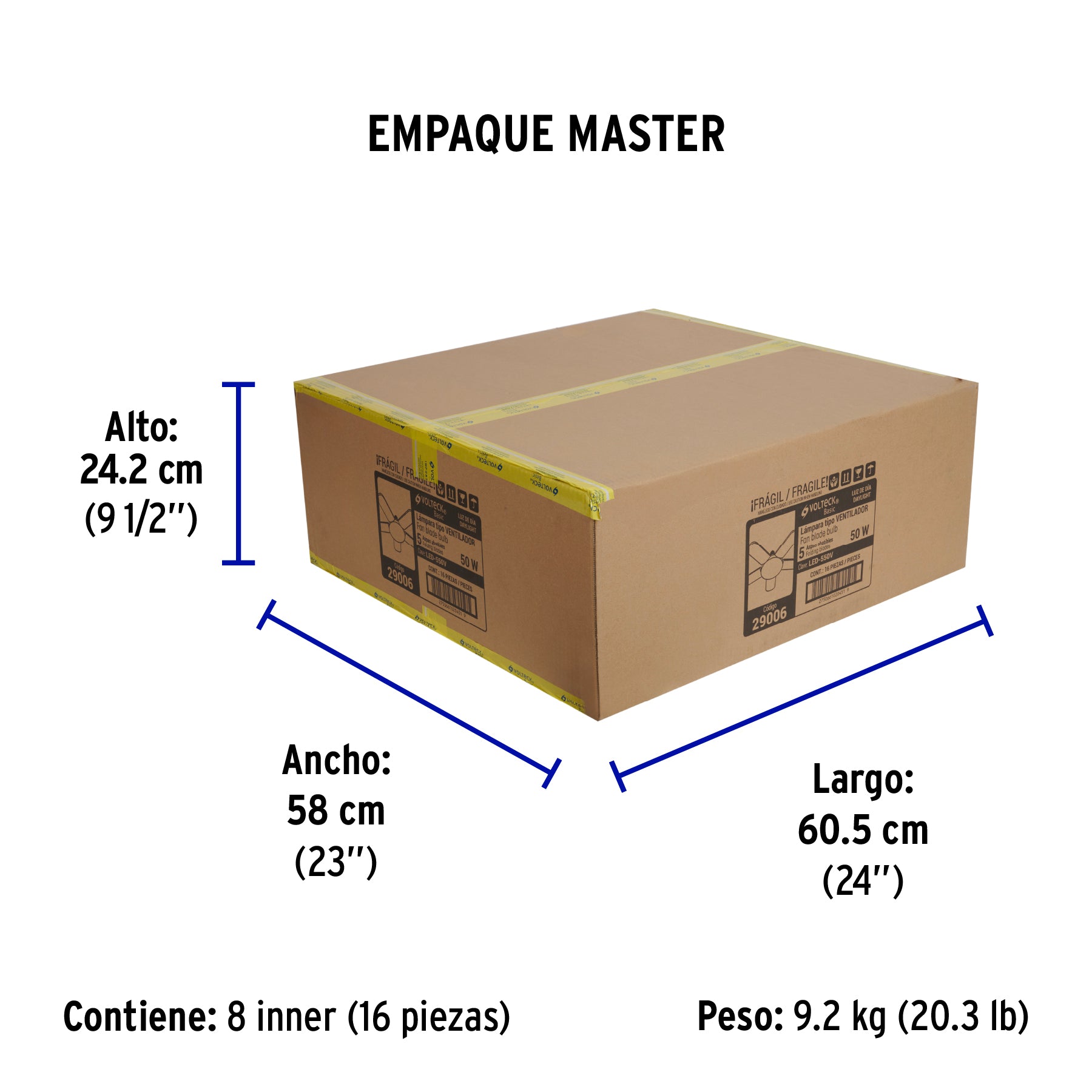 Lámpara de LED 50 W, tipo ventilador con 5 aspas ajustables