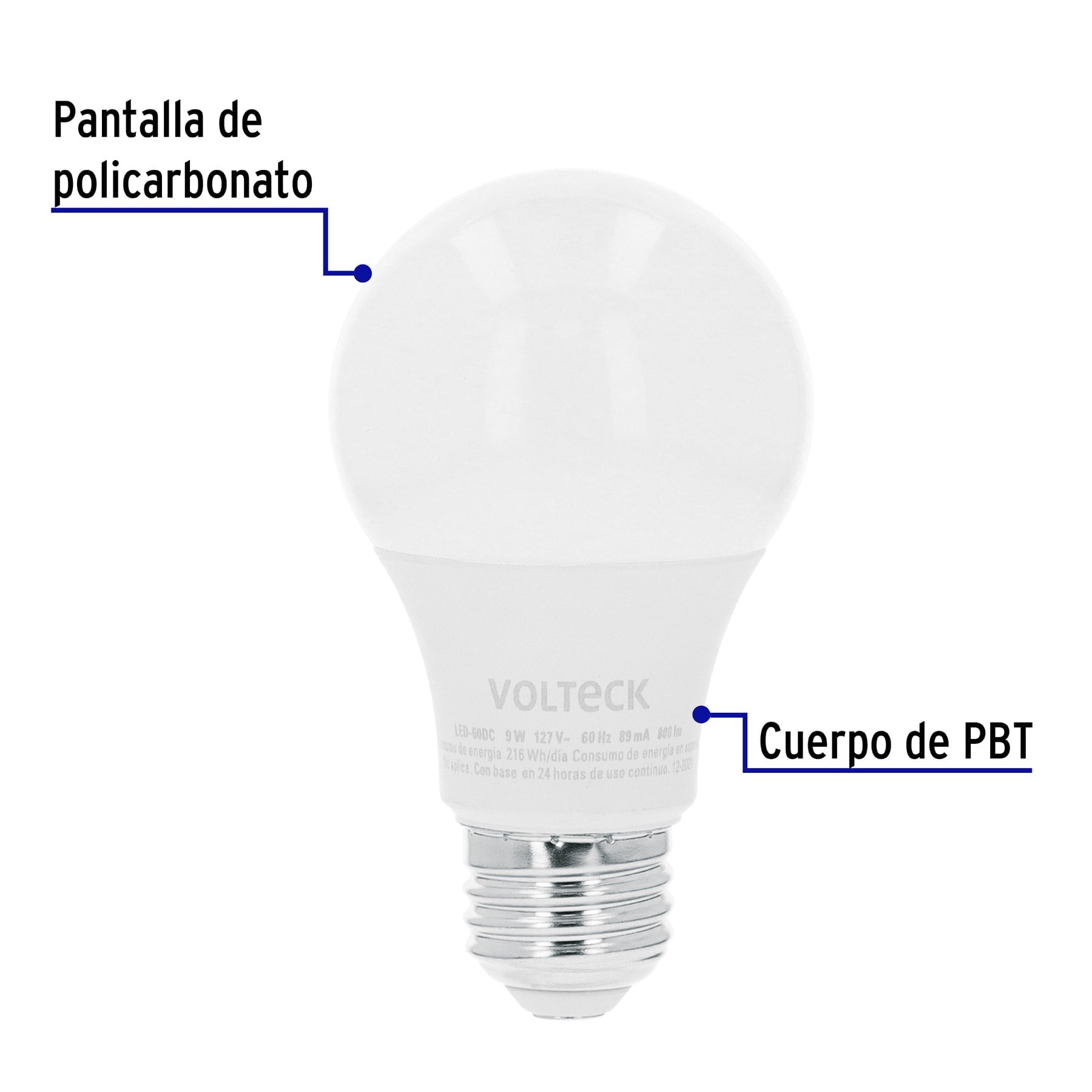 Lámpara de LED atenuable tipo bulbo 9 W, luz cálida