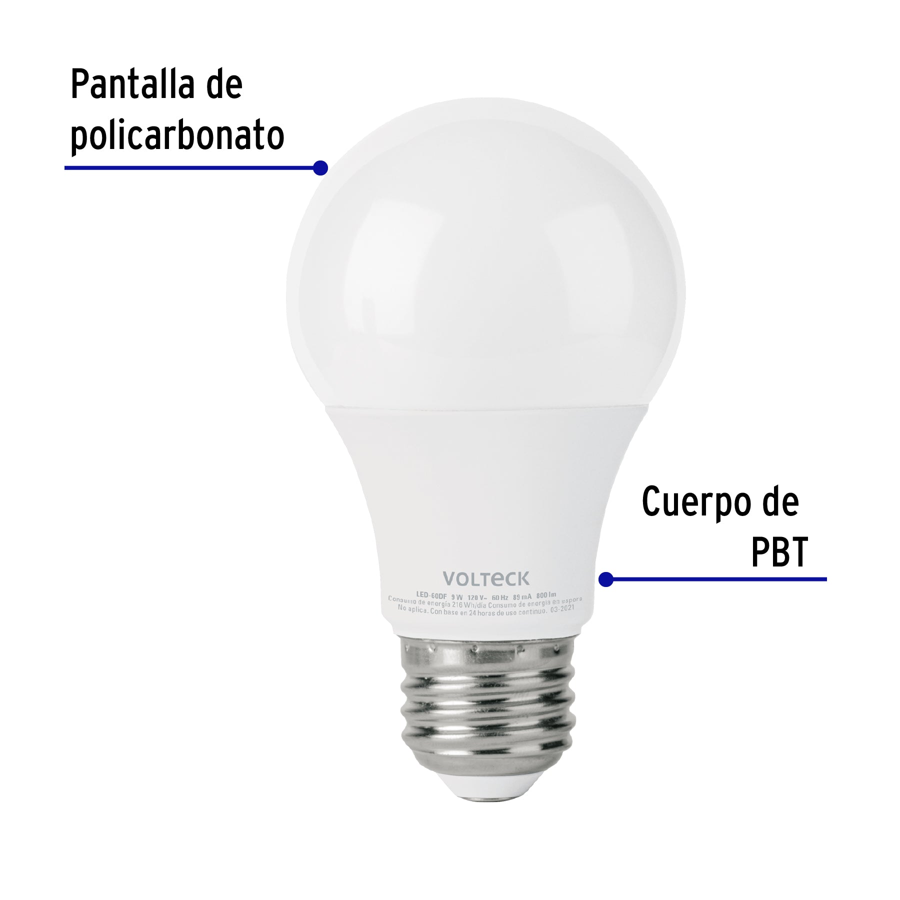 Lámpara de LED atenuable tipo bulbo 9 W, luz de día
