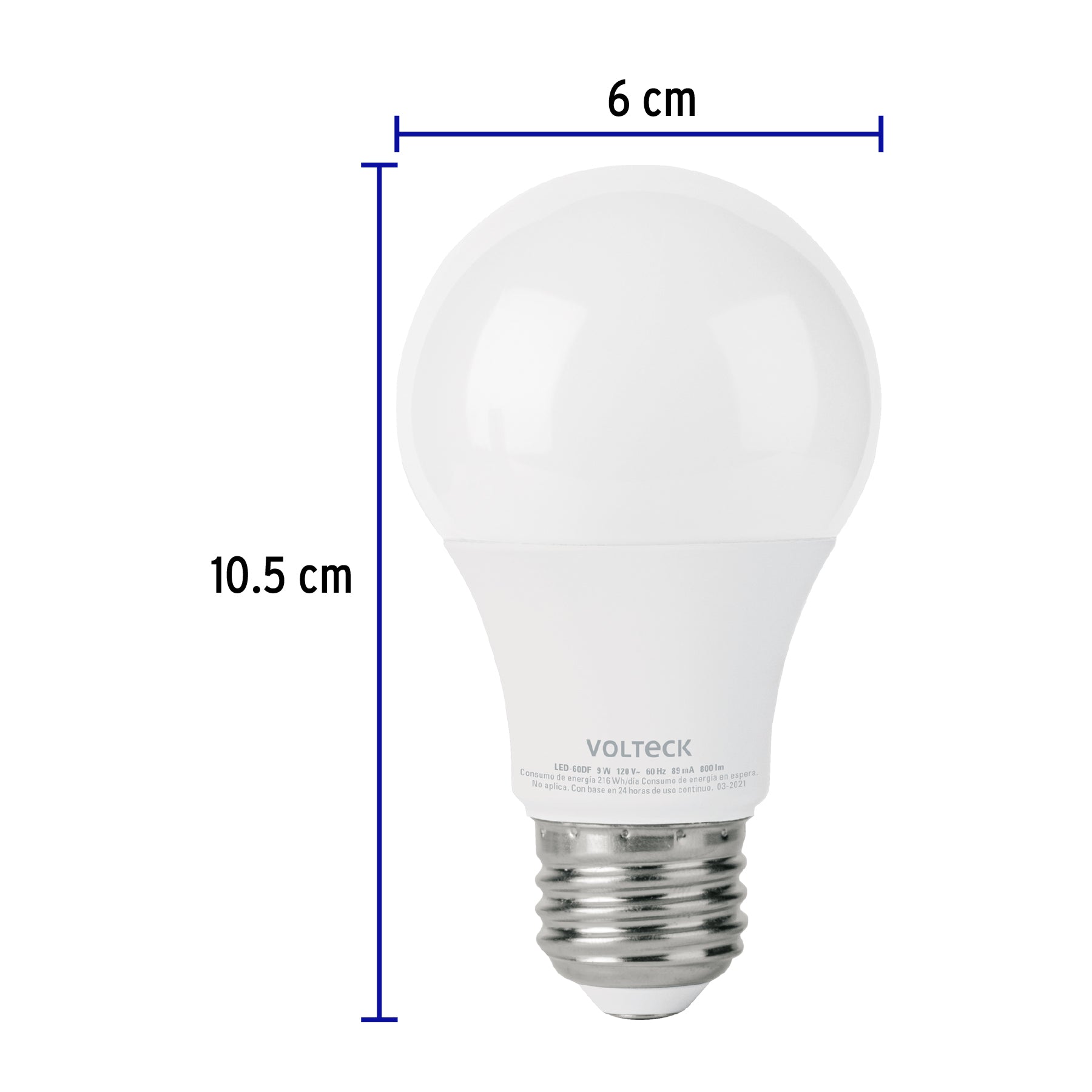 Lámpara de LED atenuable tipo bulbo 9 W, luz de día