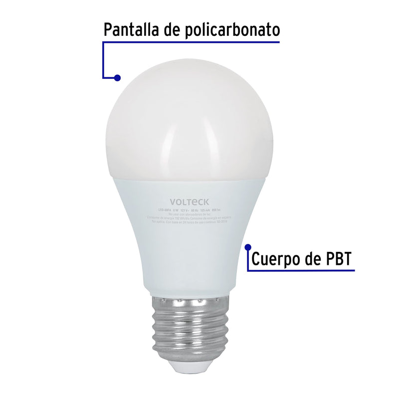 Foco LED tipo bulbo, A19, 9 W luz de día, atenuable
