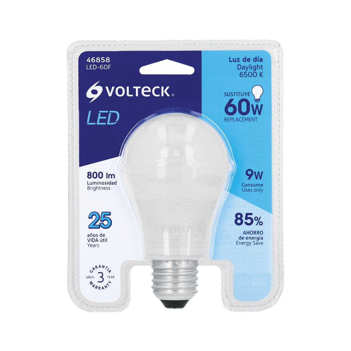 Lámpara de LED, bulbo estándar, A19 9W E27 110-220V, Luz día