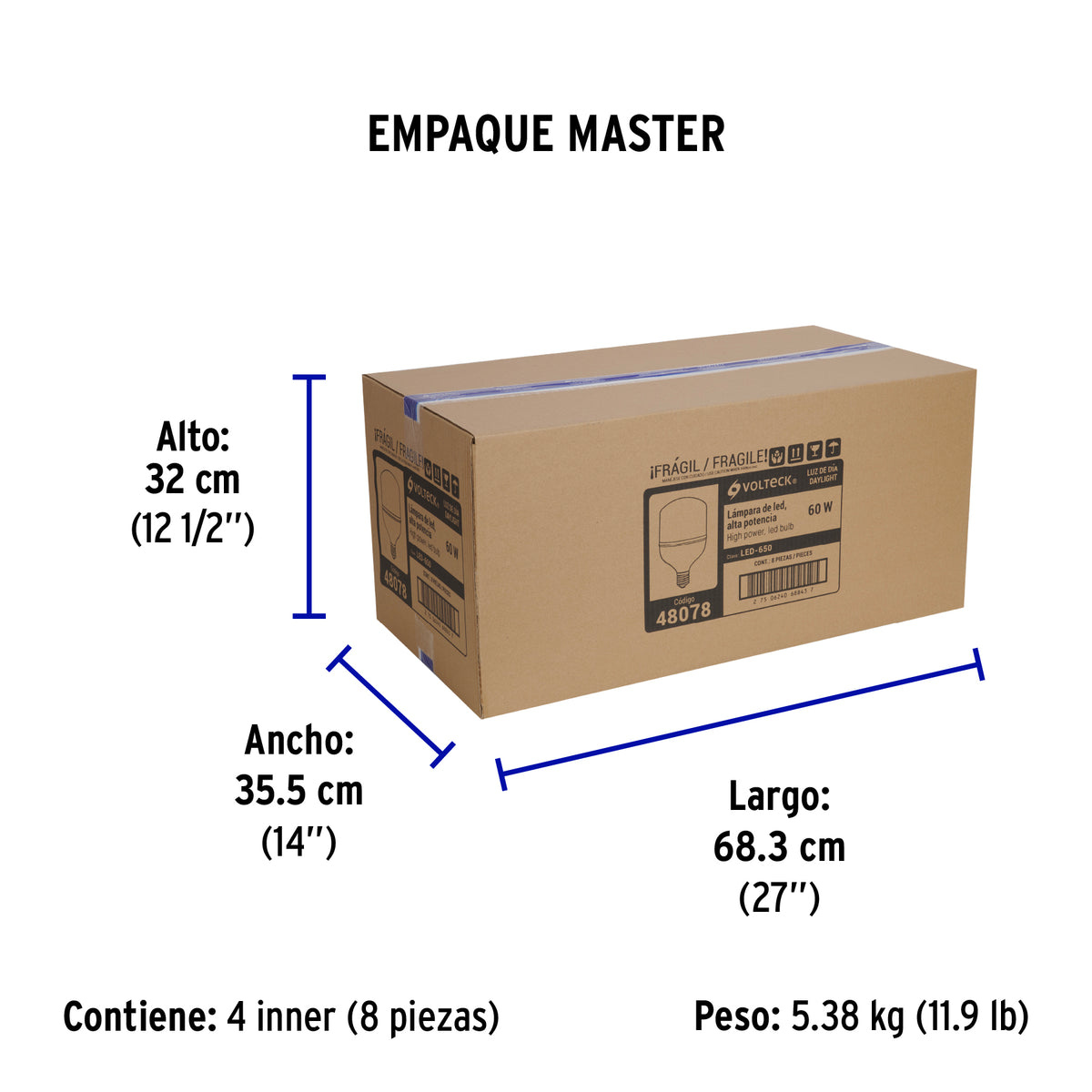 Lámpara de ata potencia 60 W E39, luz de día, Volteck