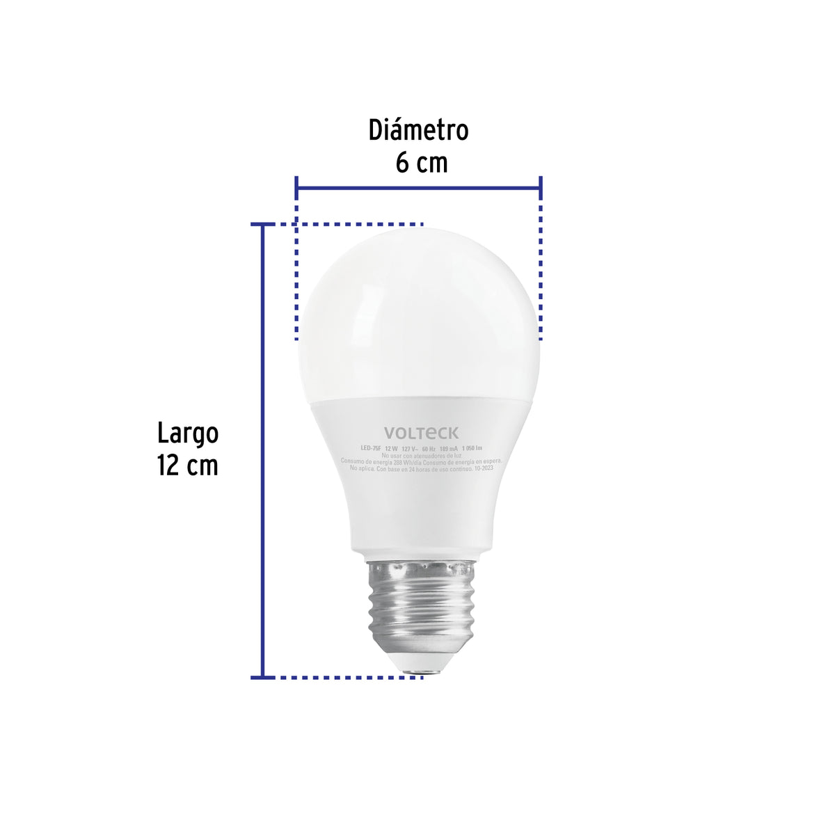 Lámpara de LED, A19, 12 W, luz de día