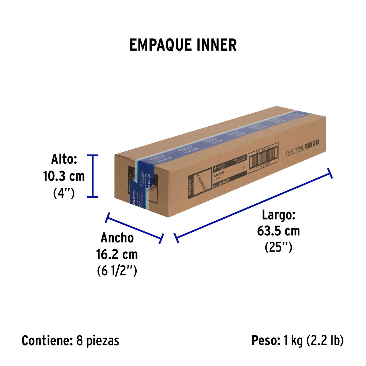 Tubo de LED T8, pantalla vidrio, base G13, 9 W, 60 cm