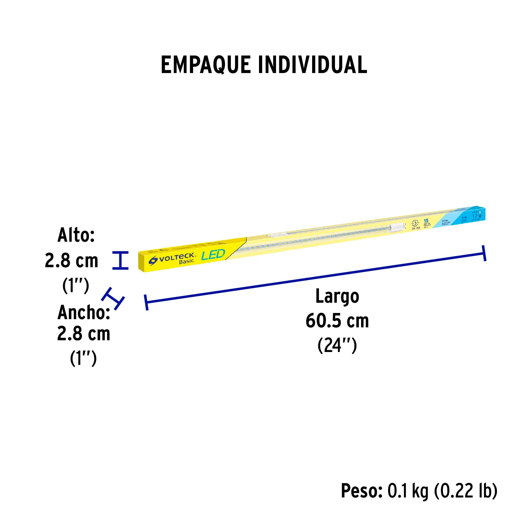 Tubo de LED T8, pantalla vidrio, base G13, 9 W, 60 cm