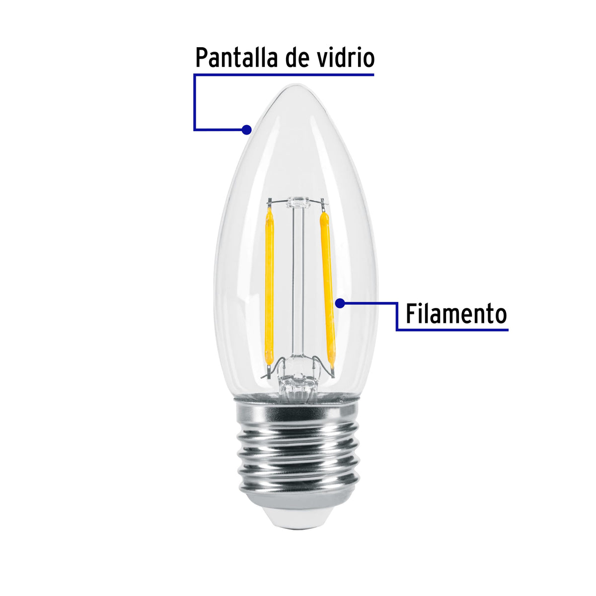 Lámpara de LED, estilo antiguo, vela, 3 W, E26, luz cálida