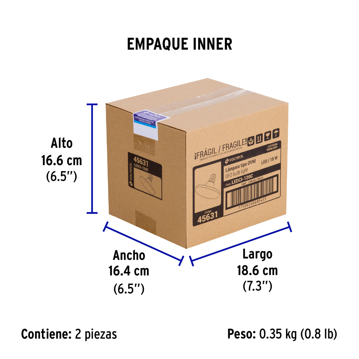 Lámpara de LED tipo OVNI 18W, luz cálida