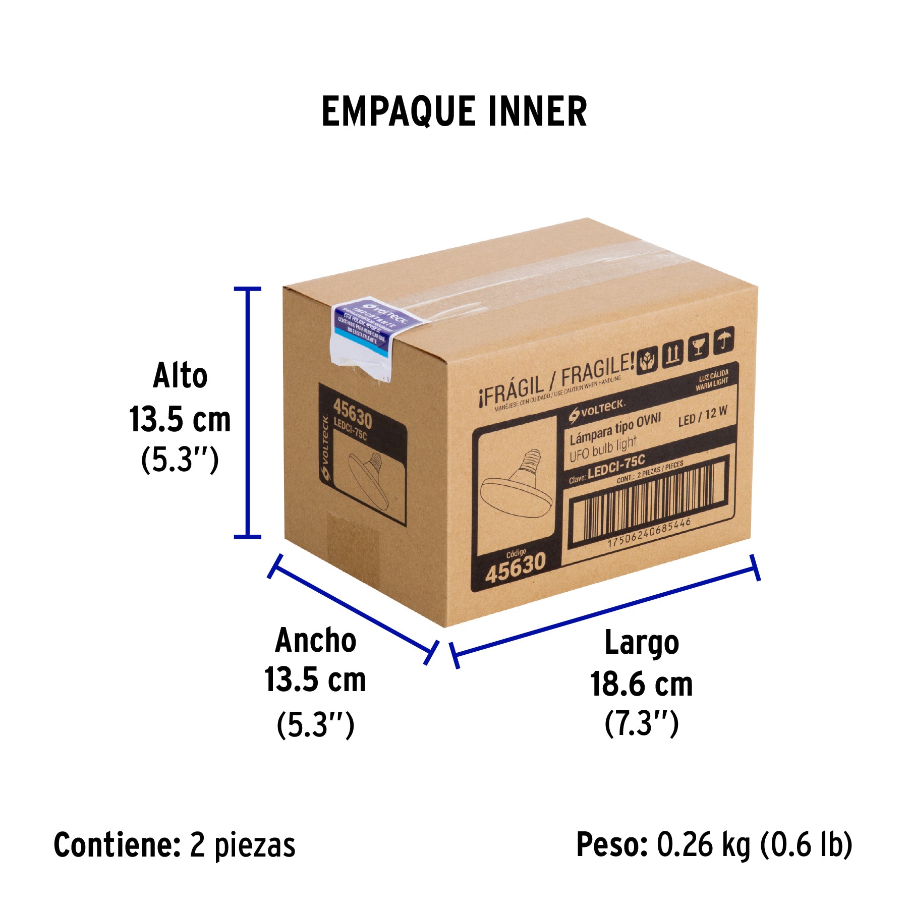 Lámpara de LED tipo OVNI 12W, luz cálida