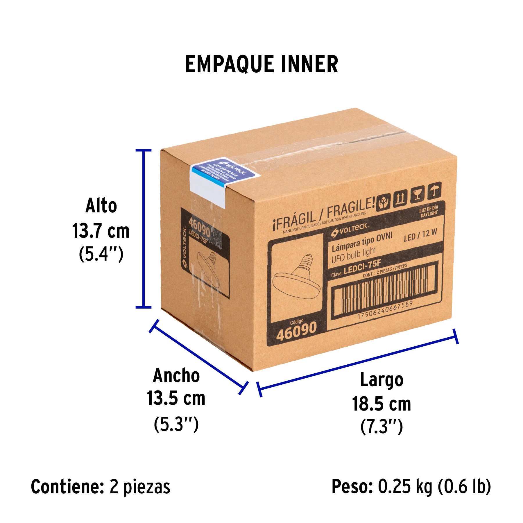 Lámpara circular de LED, A19, 12 W, luz de día