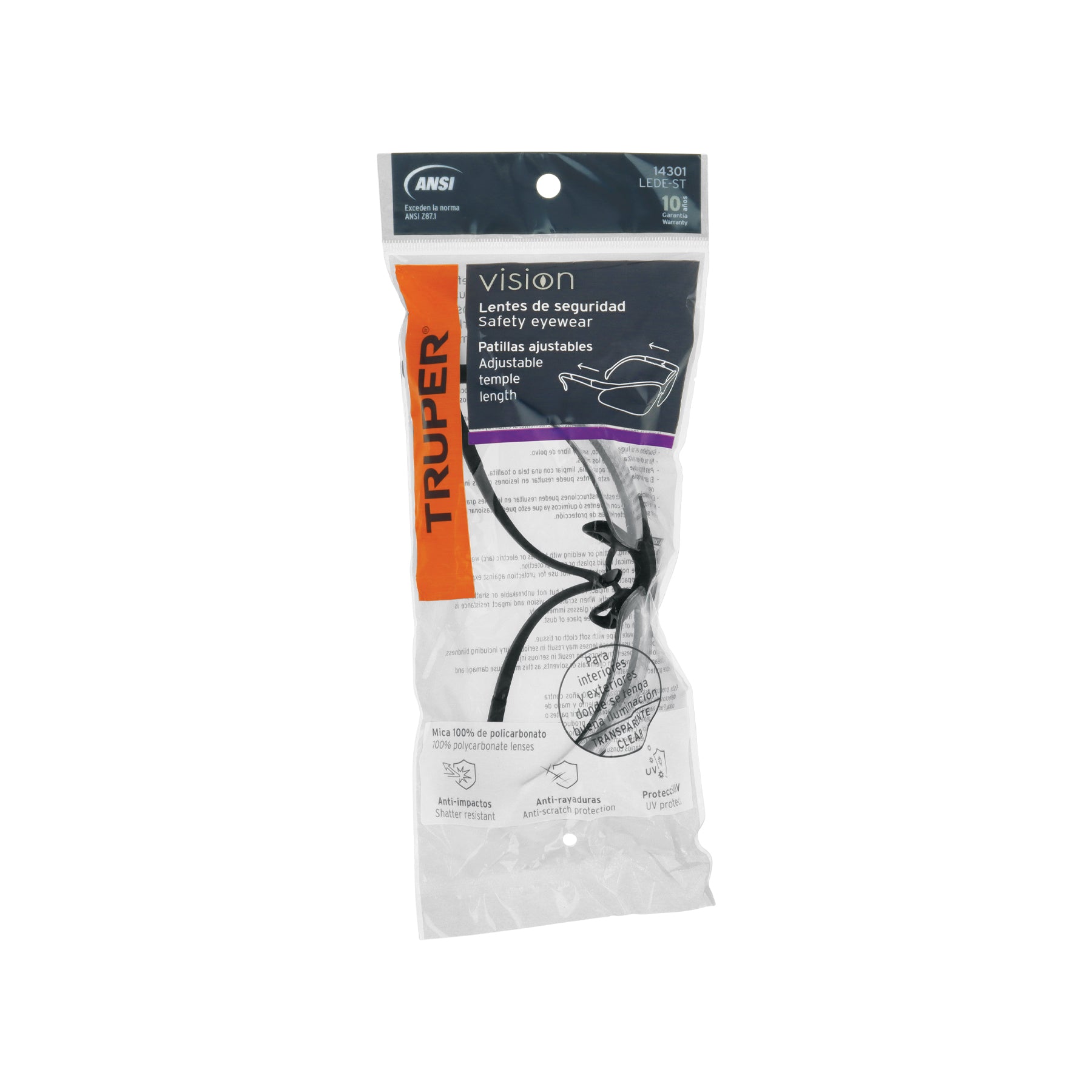 Lentes de seguridad, mica transparente, Vision