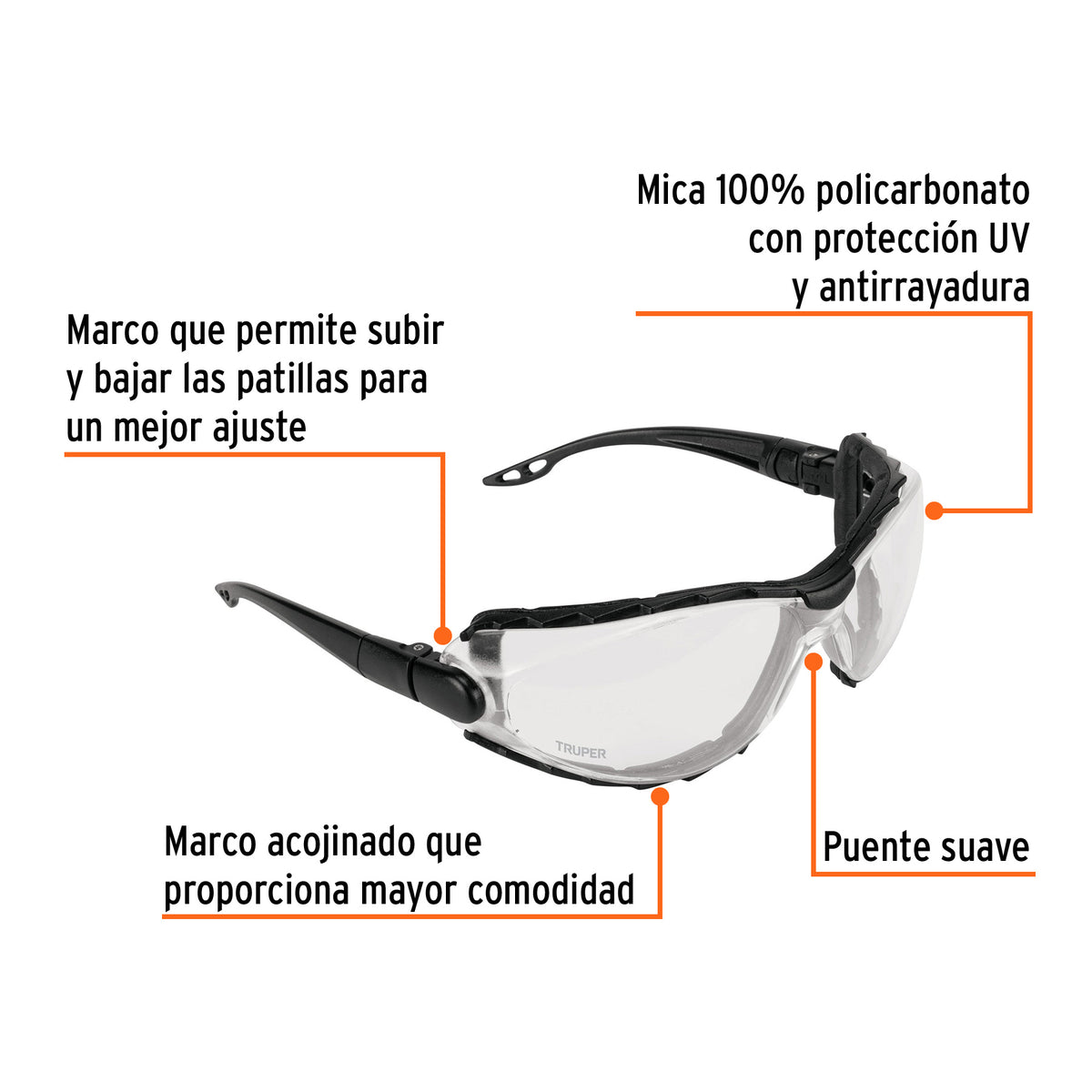 Lentes transparentes antiempaño, marco espuma, correa,EXPERT