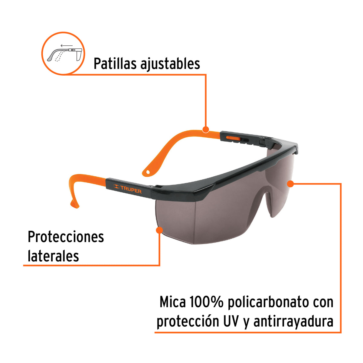 Lentes de seguridad ajustables, mica gris, Classic