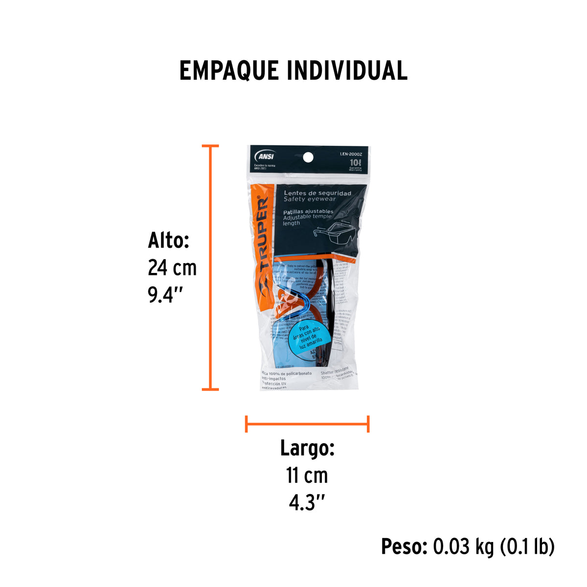 Lentes de seguridad ajustables, azul