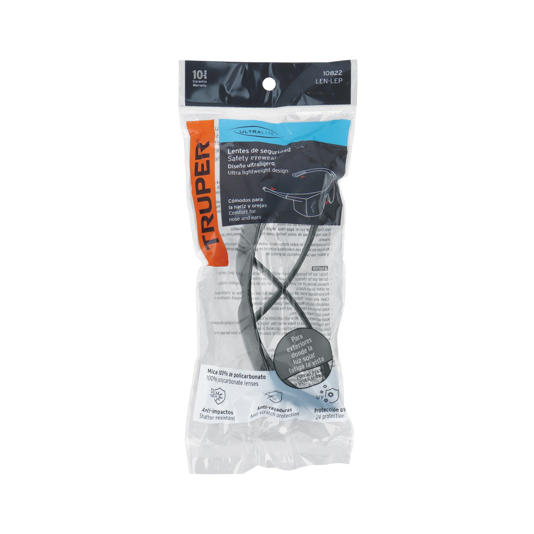 Lentes de seguridad, mica espejo plata, Ultralite