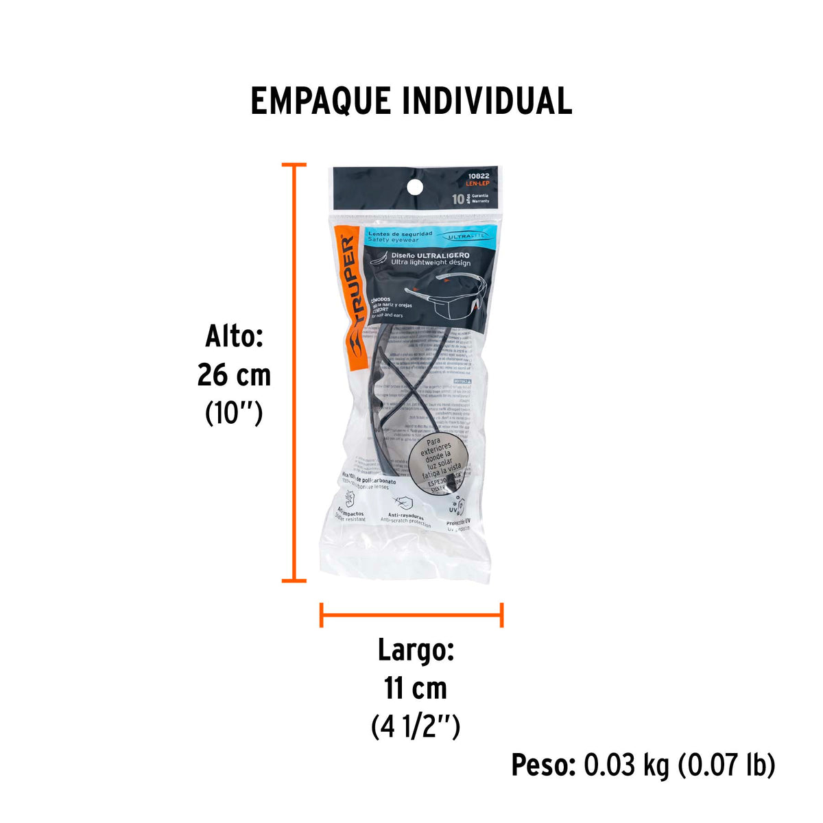 Lentes de seguridad, mica espejo plata, Ultralite