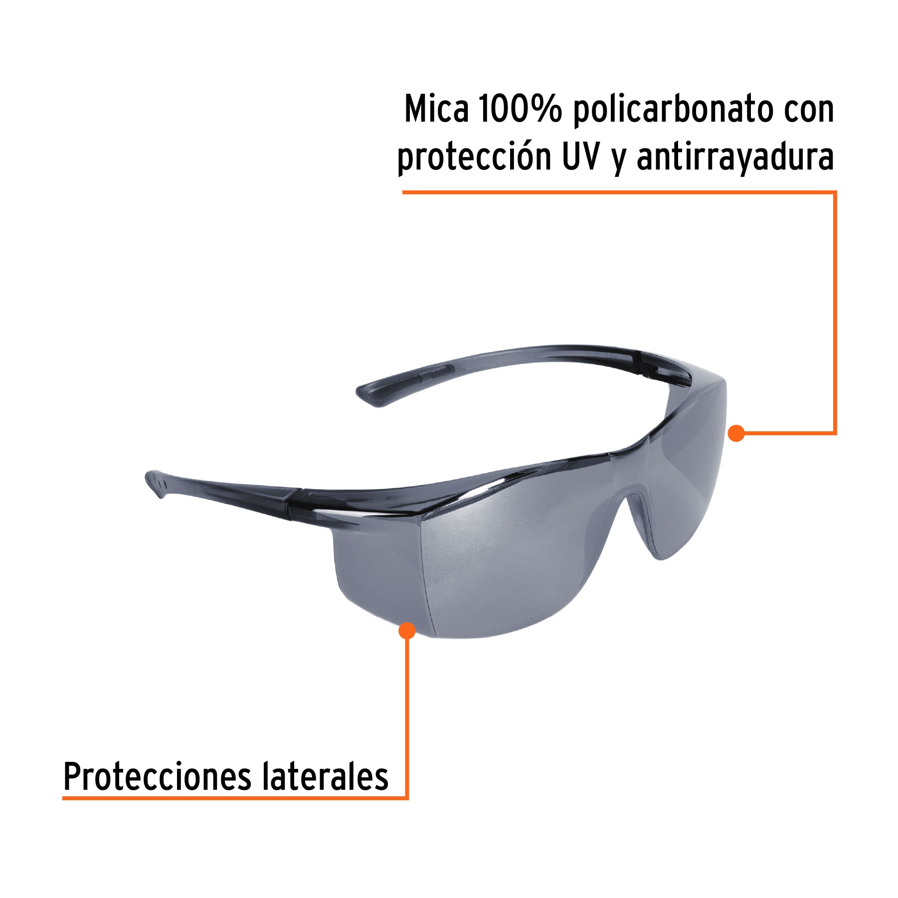 Lentes de seguridad, mica espejo plata, Ultralite