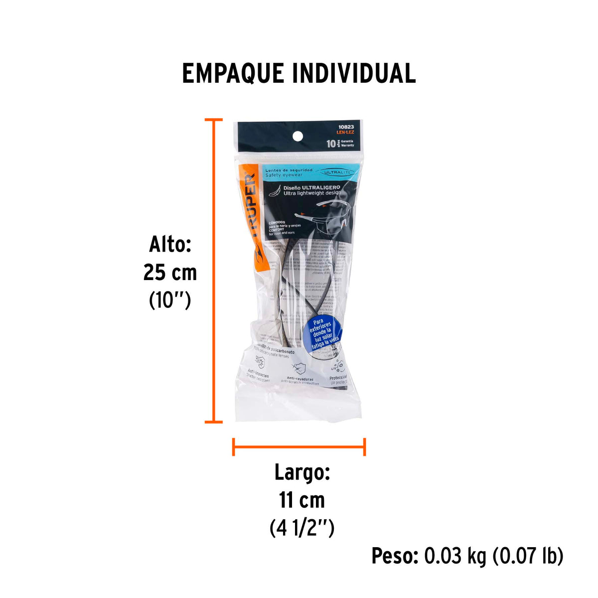 Lentes de seguridad, mica espejo azul, Ultralite