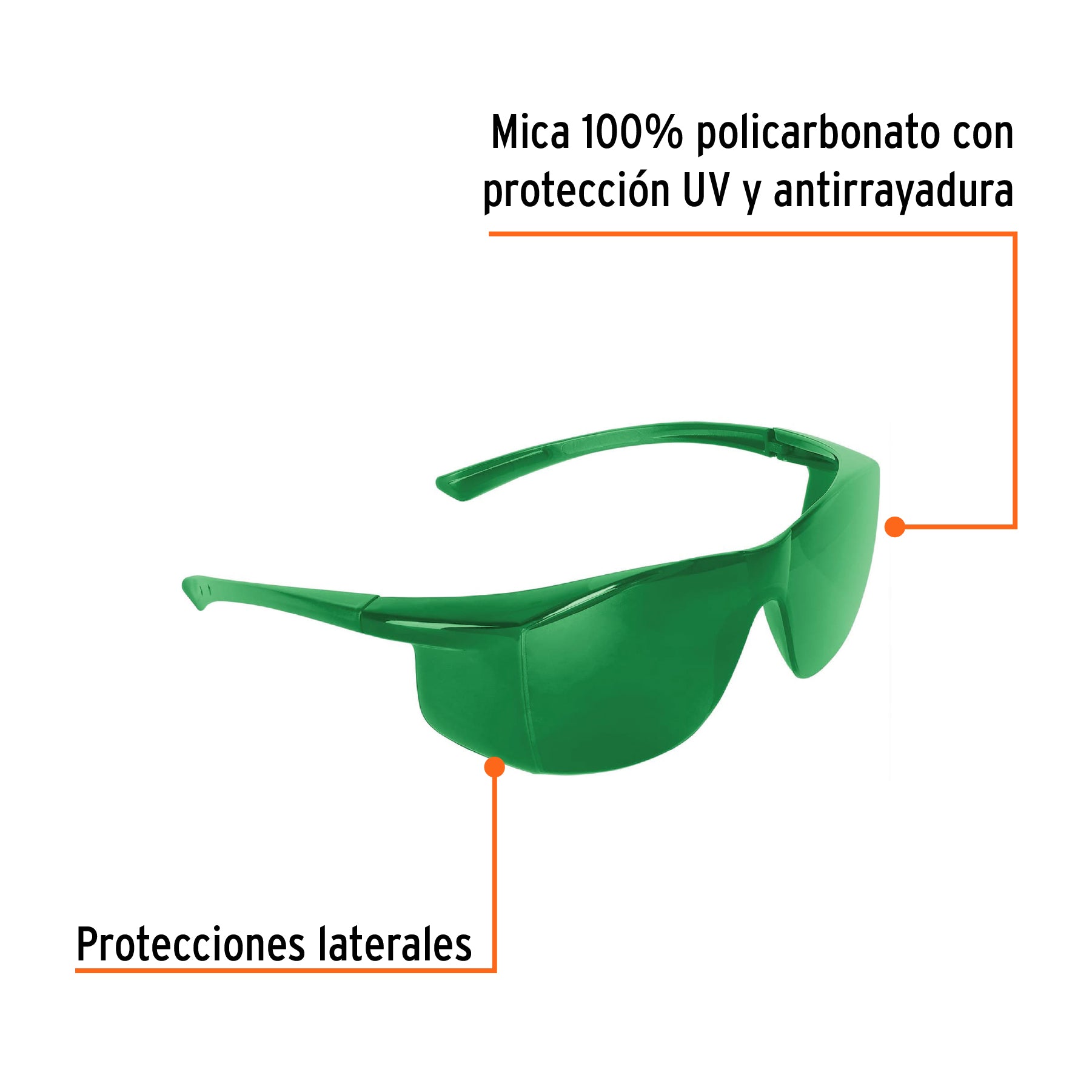 Lentes de seguridad, mica verde, Ultralite