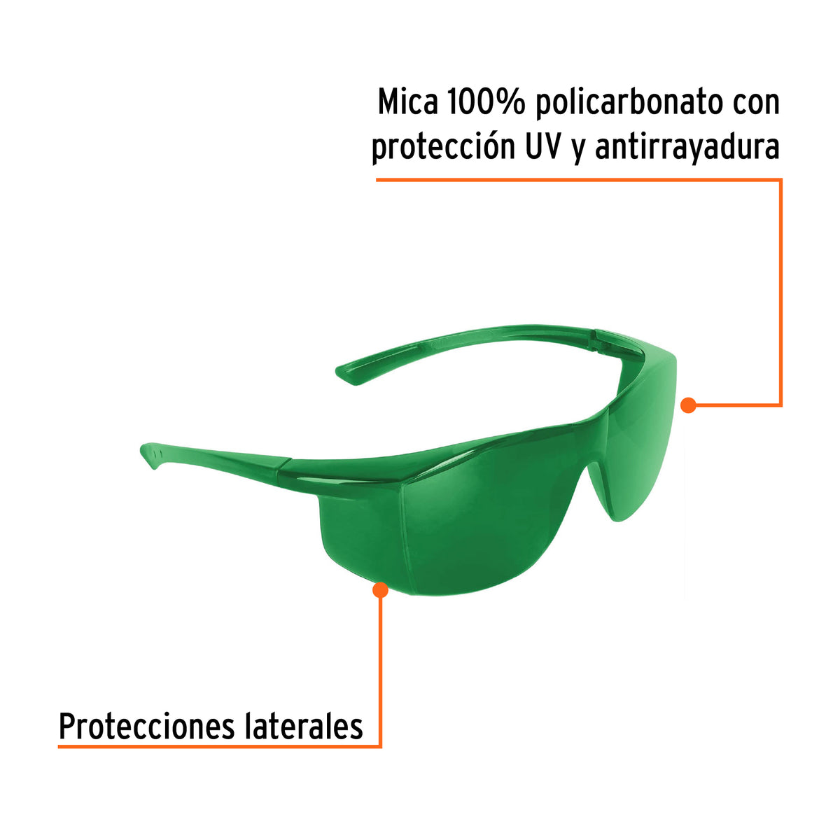 Lentes de seguridad, mica verde, Ultralite