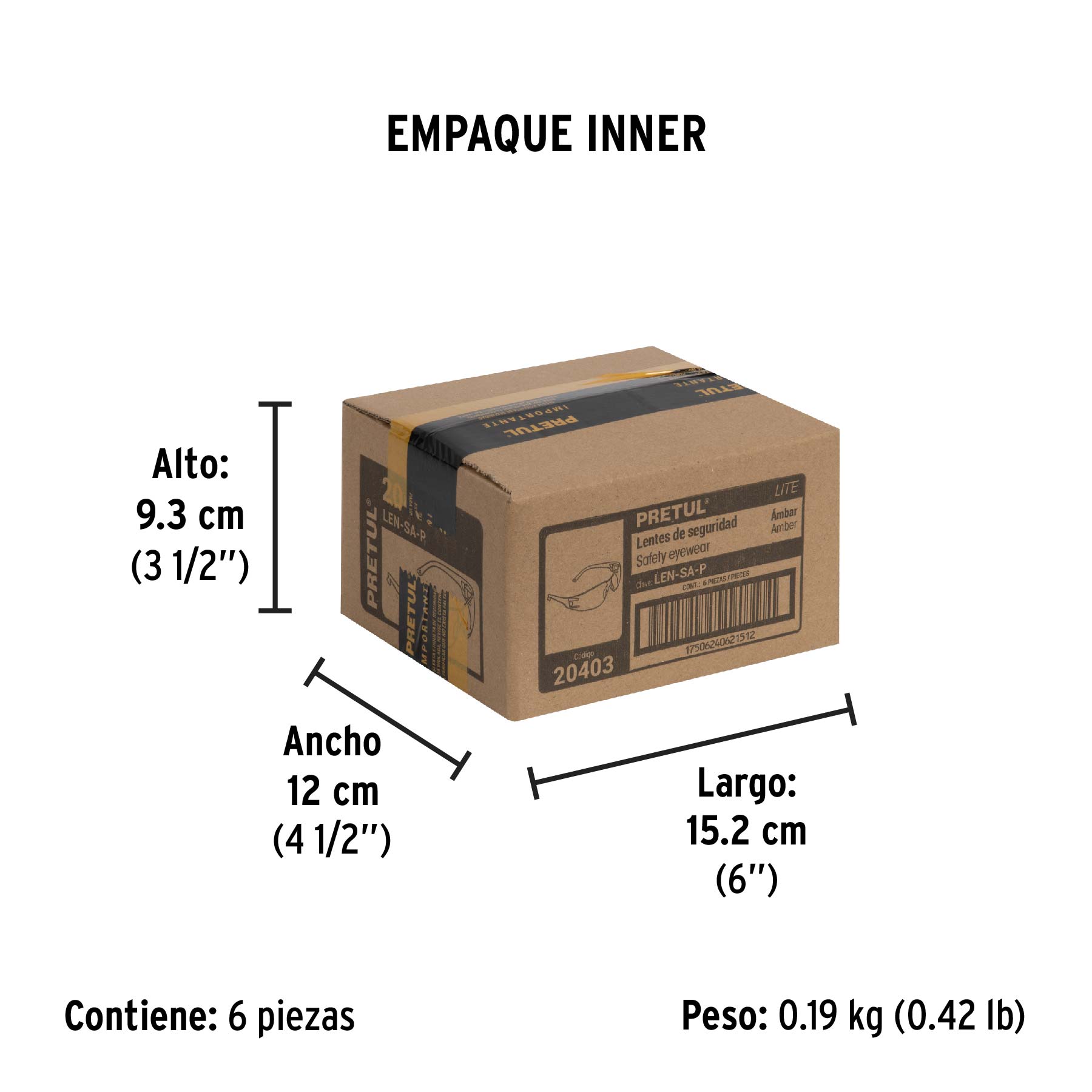 Lentes de seguridad, mica ámbar, Pretul, Lite