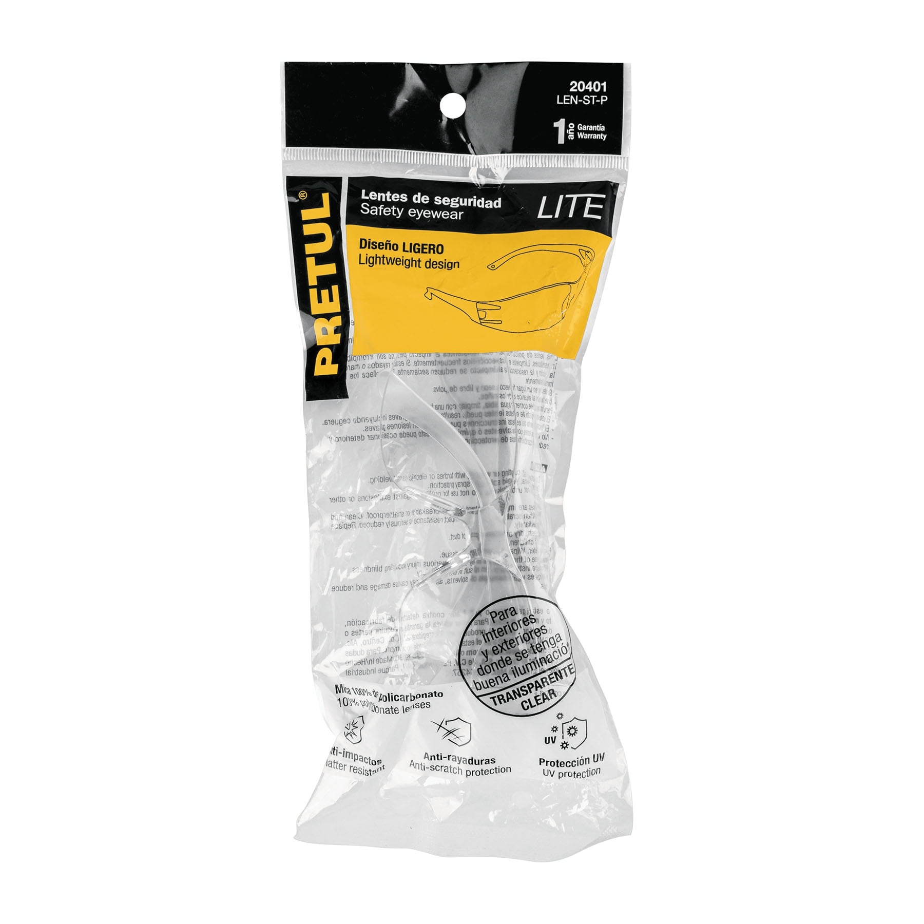 Lentes de seguridad, mica transparente, Pretul, Lite
