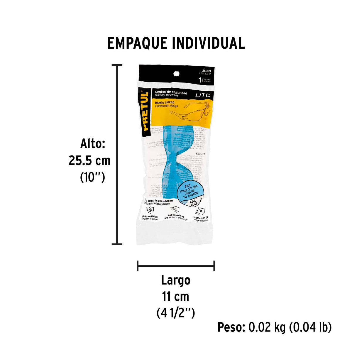 Lentes de seguridad, color azul, Pretul