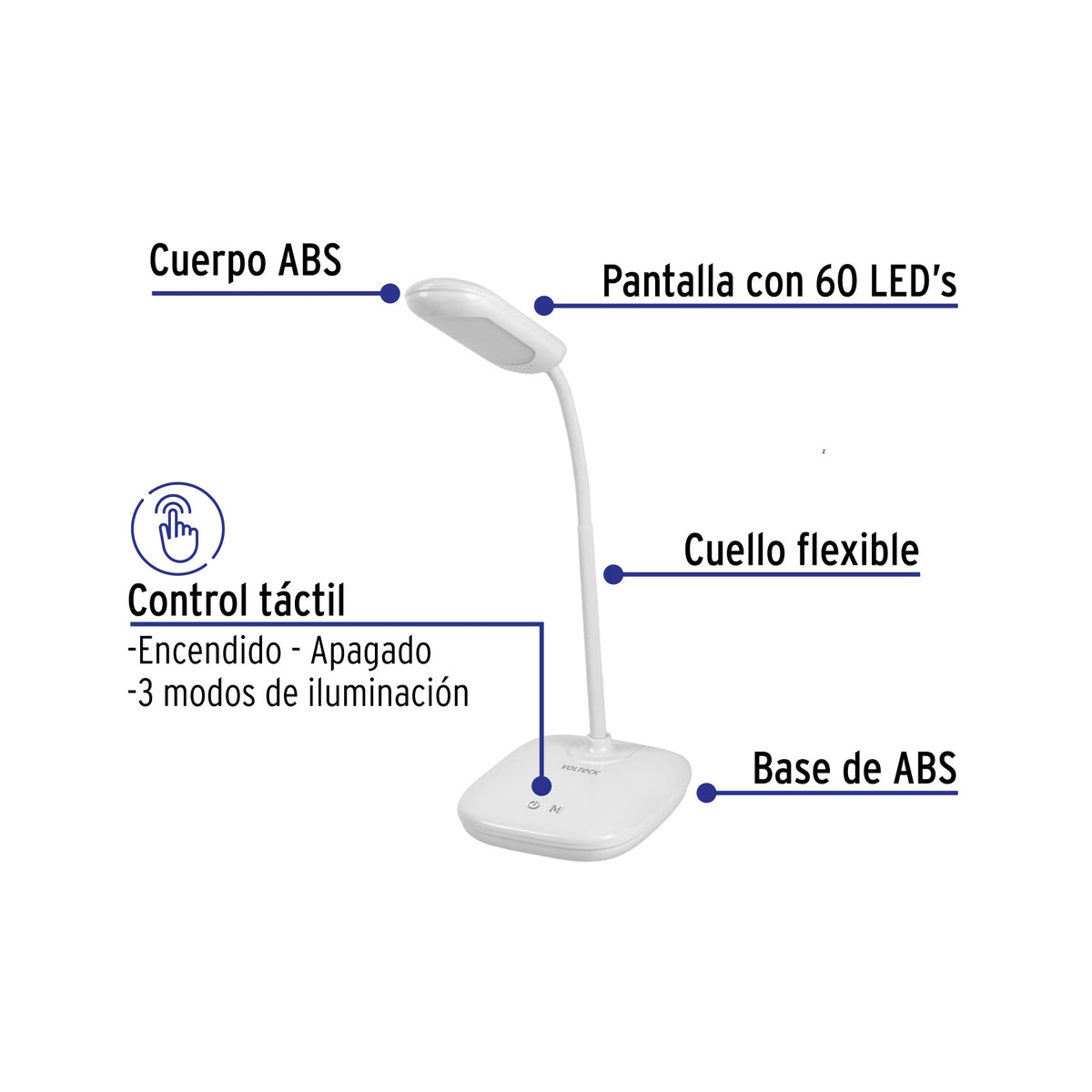 Lámpara de escritorio, blanca, 5W, BF, LED