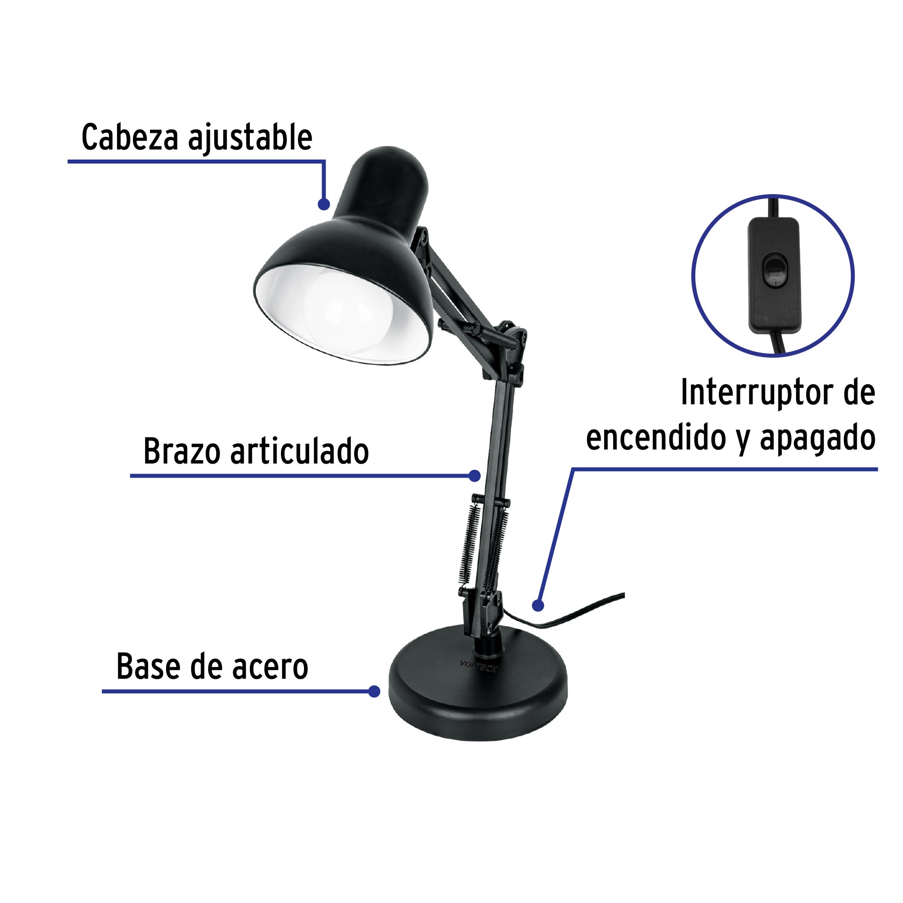 Lámpara de escritorio con brazo oscilante