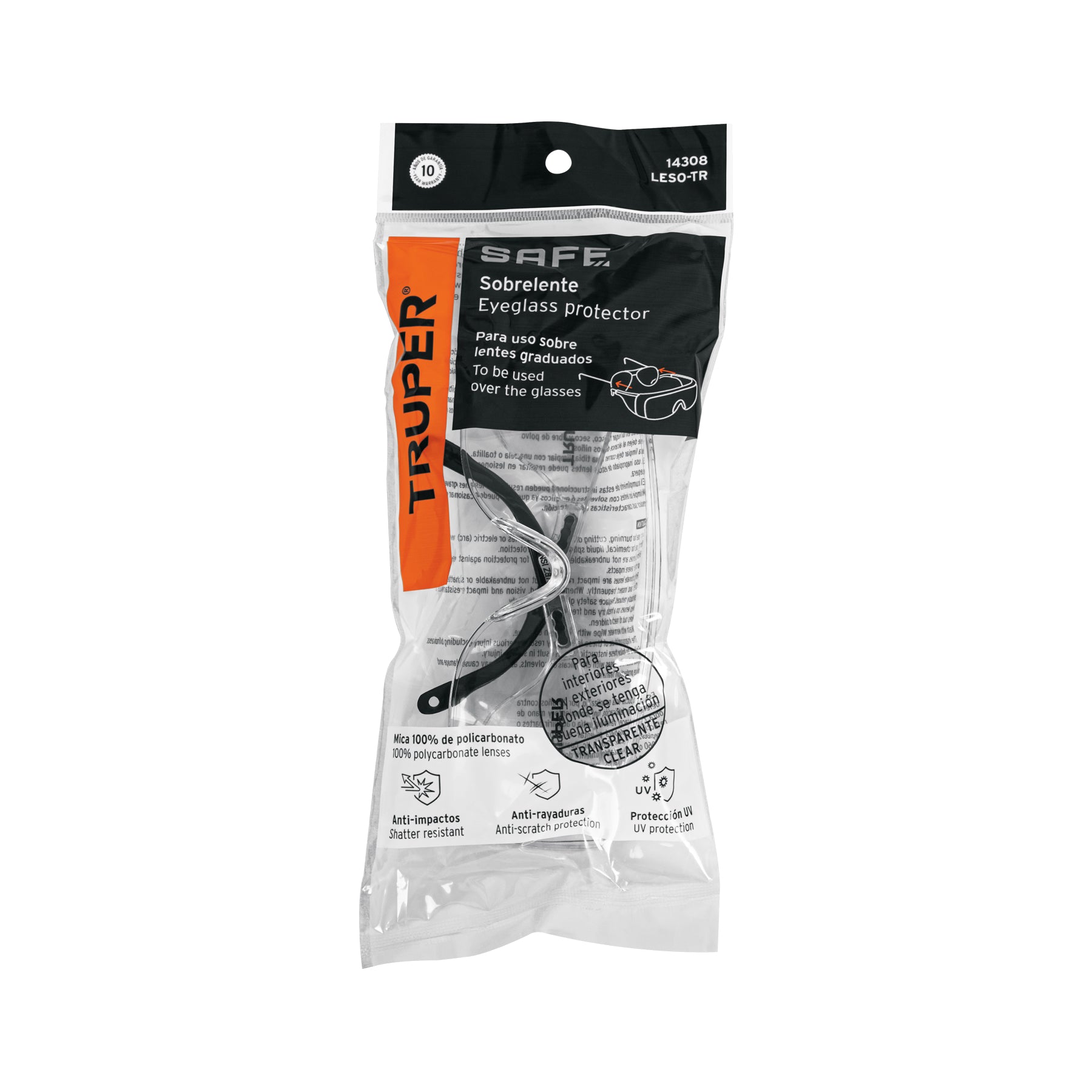 Lentes de sobreponer, mica transparente, Safe