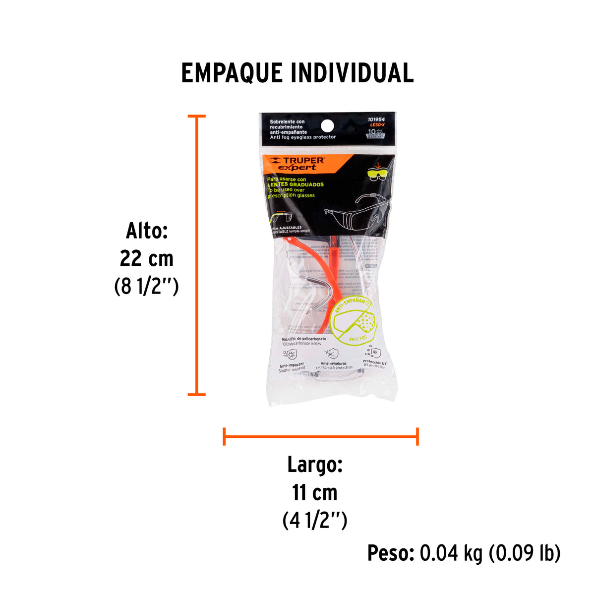 Sobrelente de seguridad claros con antiempaño, TRUPER EXPERT