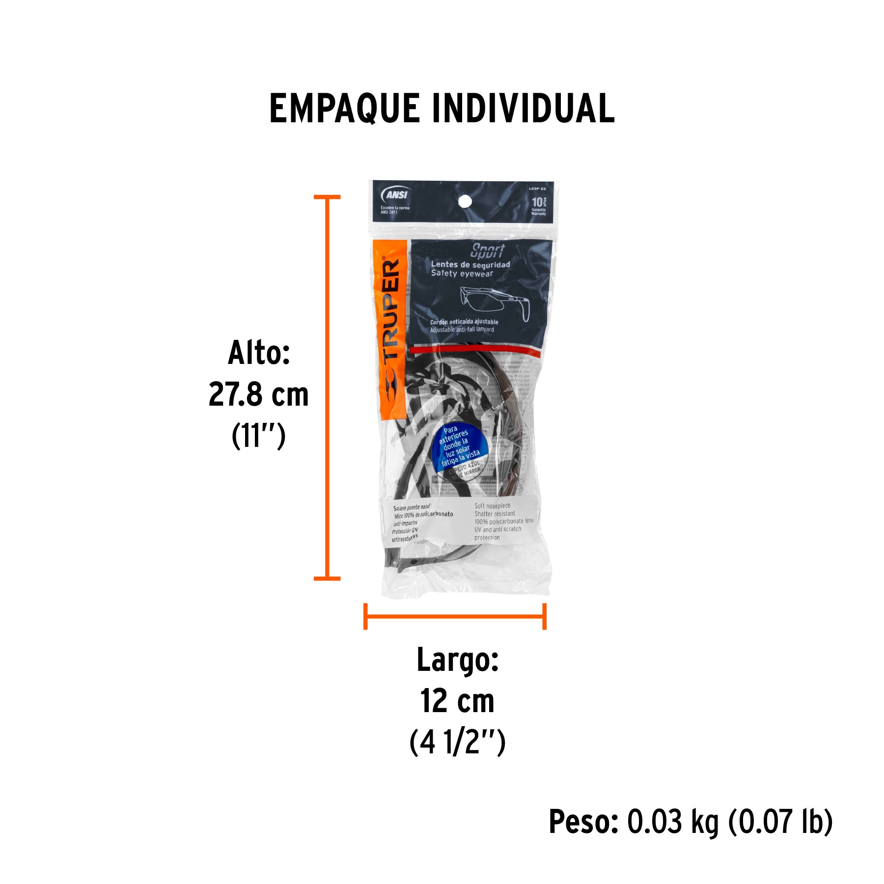 Lentes mica espejo azul antiempaño con sujeta lentes, Sport