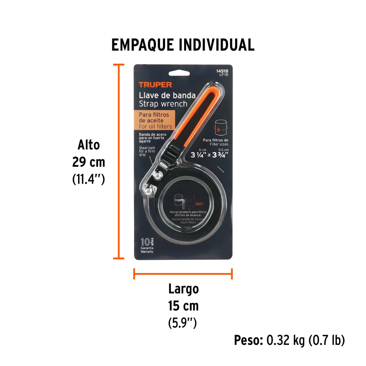 Llave de banda metálica, 3 3/4"